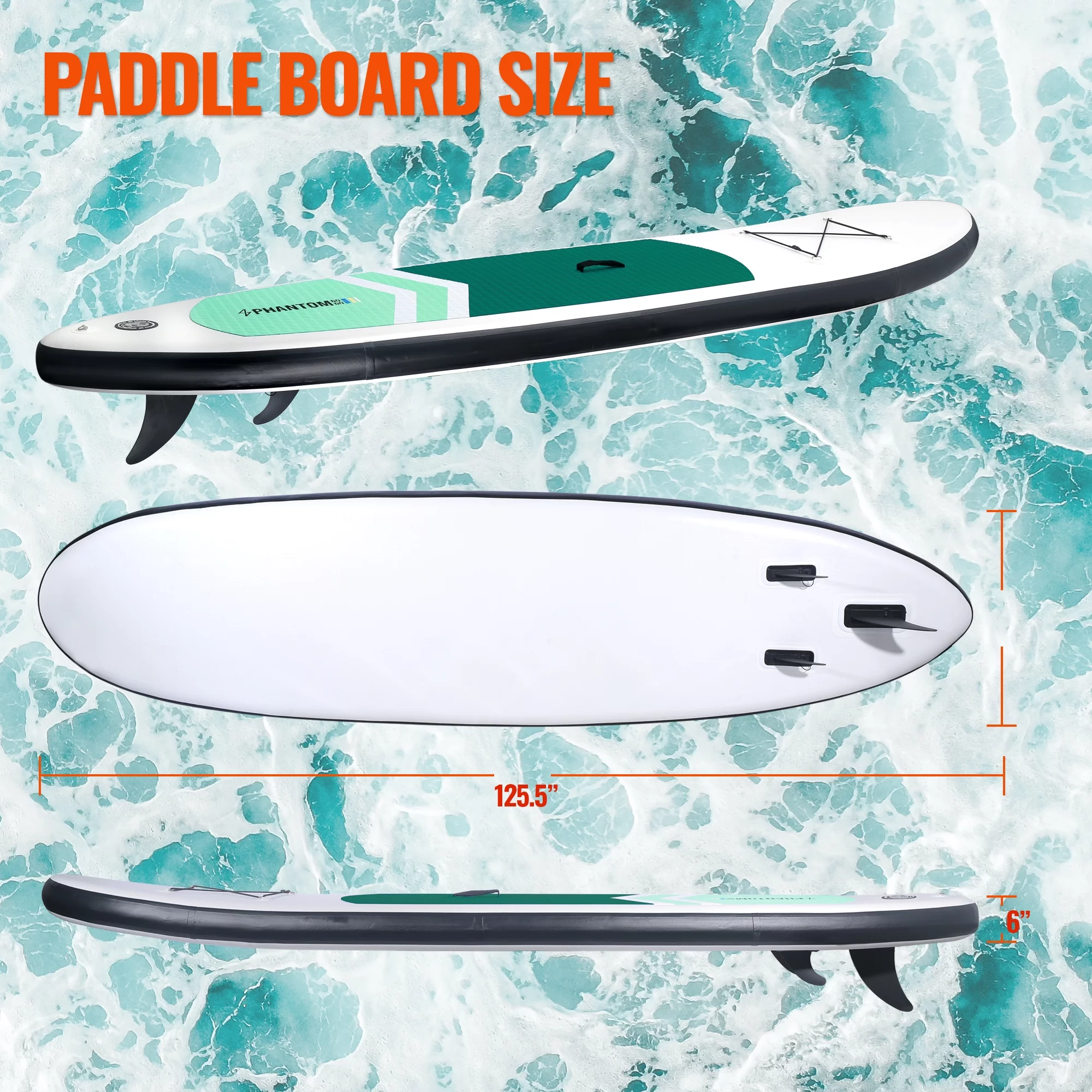 Inflatable Stand Up Paddle Board Premium SUP Accessories & Backpack, Surf Control, Non-Slip Deck, Leash, Paddle and Pump, Youth & Adult Standing Boat (Black/Grey) - Womvr