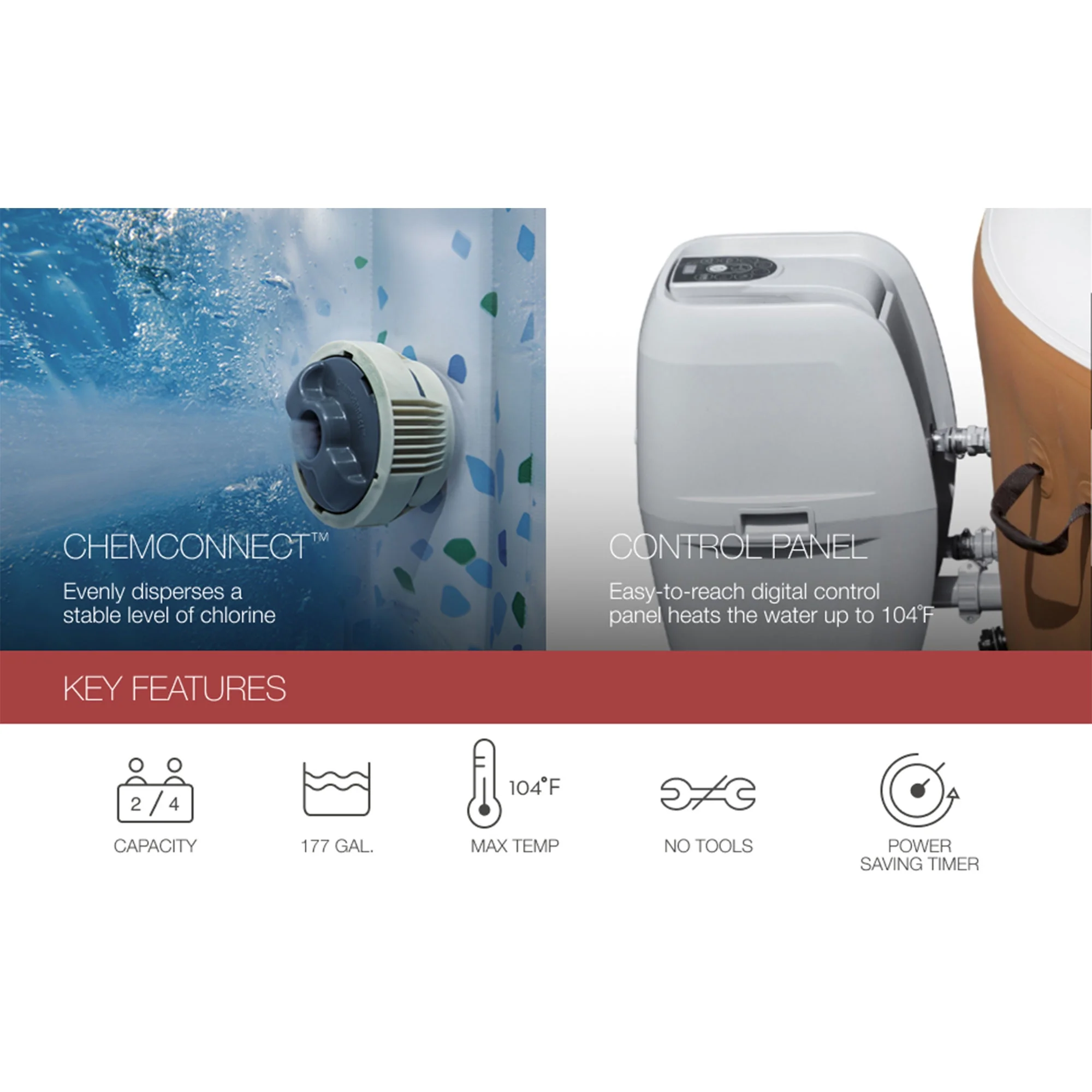 Bestway Coleman Miami AirJet Inflatable Hot Tub with EnergySense Cover - Womvr