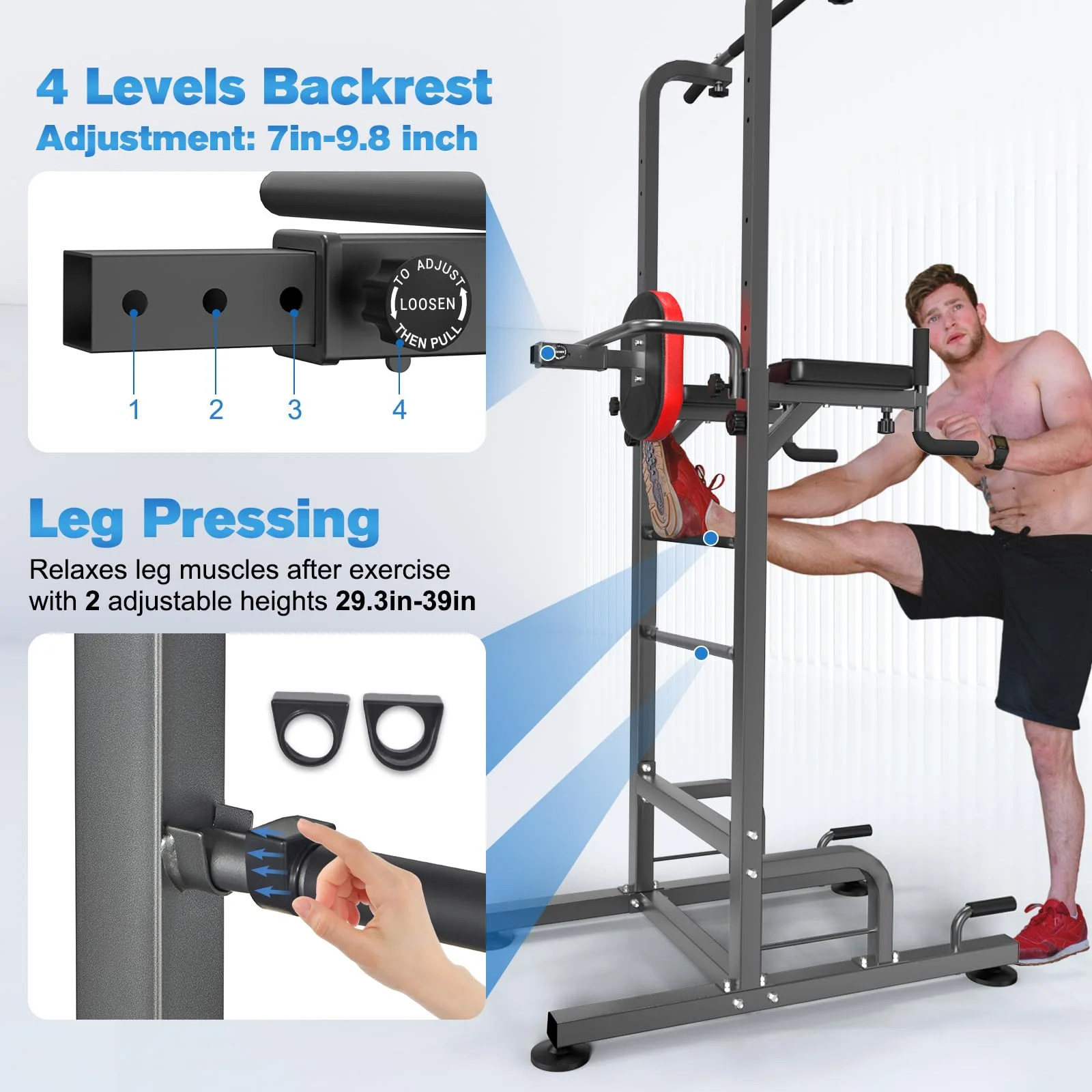 Power Tower Dip Station Pull up Bar Leg Press for Home Gym Strength Training Exercise Equipment RELIFE REBUILD YOUR LIFE - Womvr