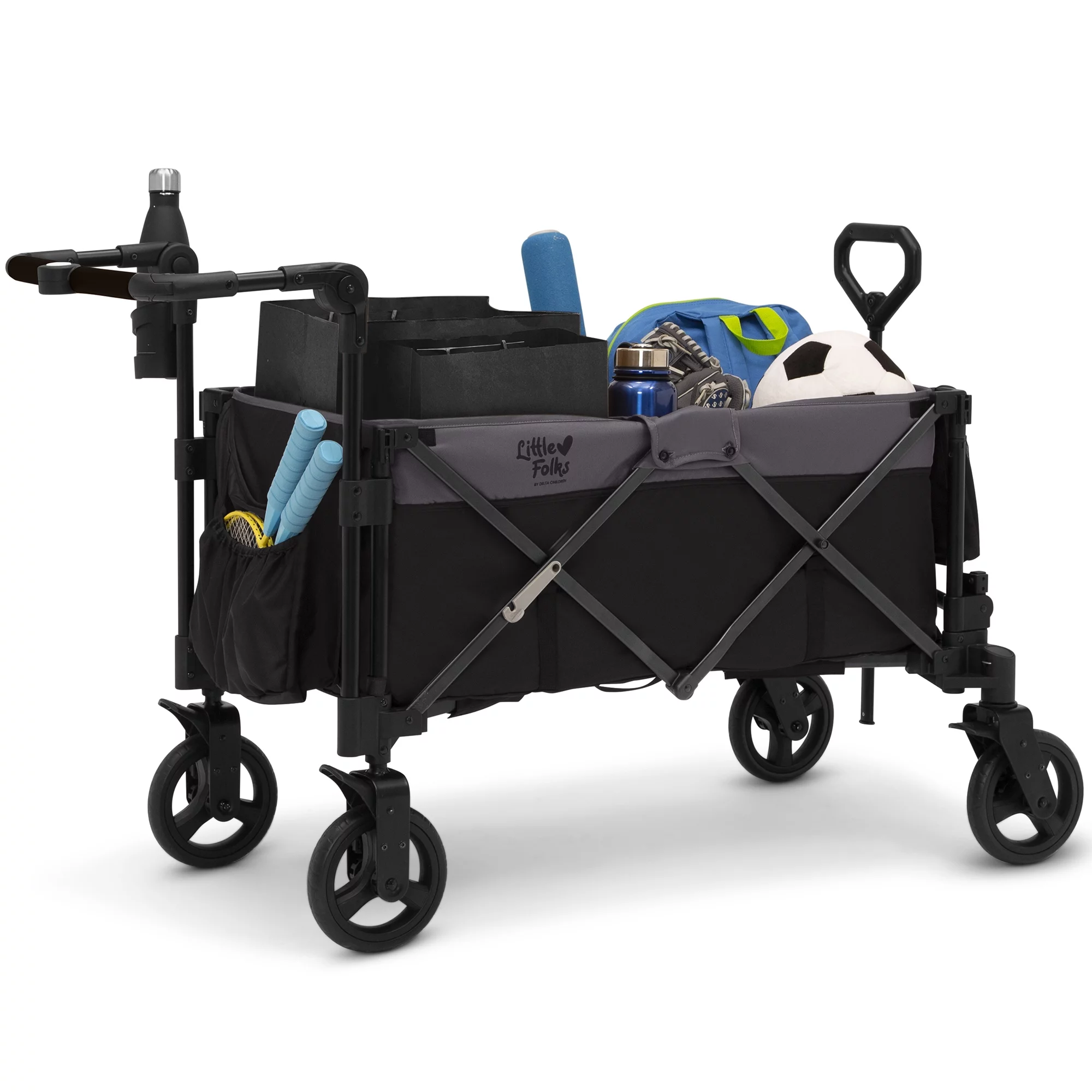 Little Folks by Delta Children City Wagon Cruiser Stroller, Black - Womvr