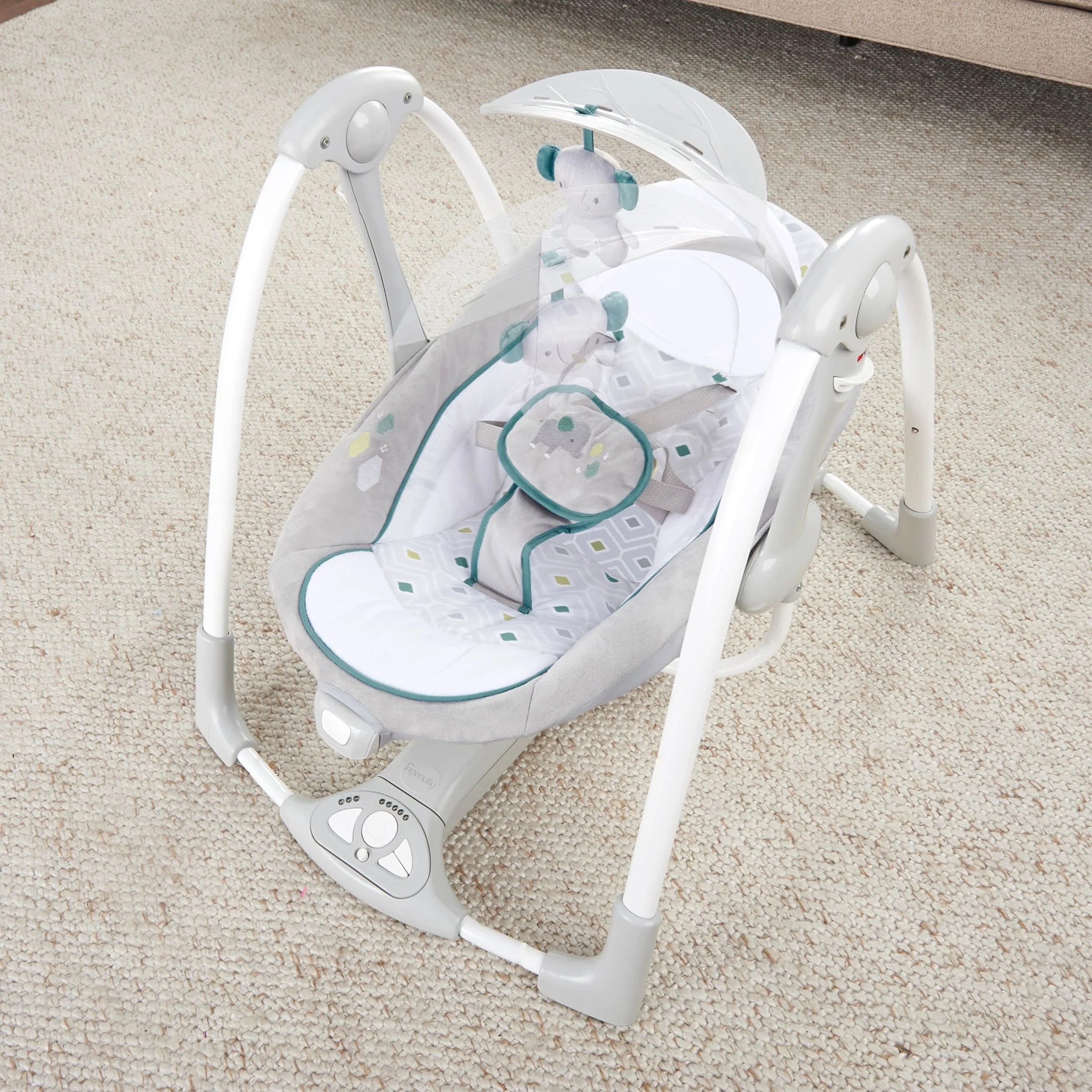 Ingenuity Convert Me 2-in-1 Portable Vibrating Baby Swing Nash, Infant, Gray - Womvr