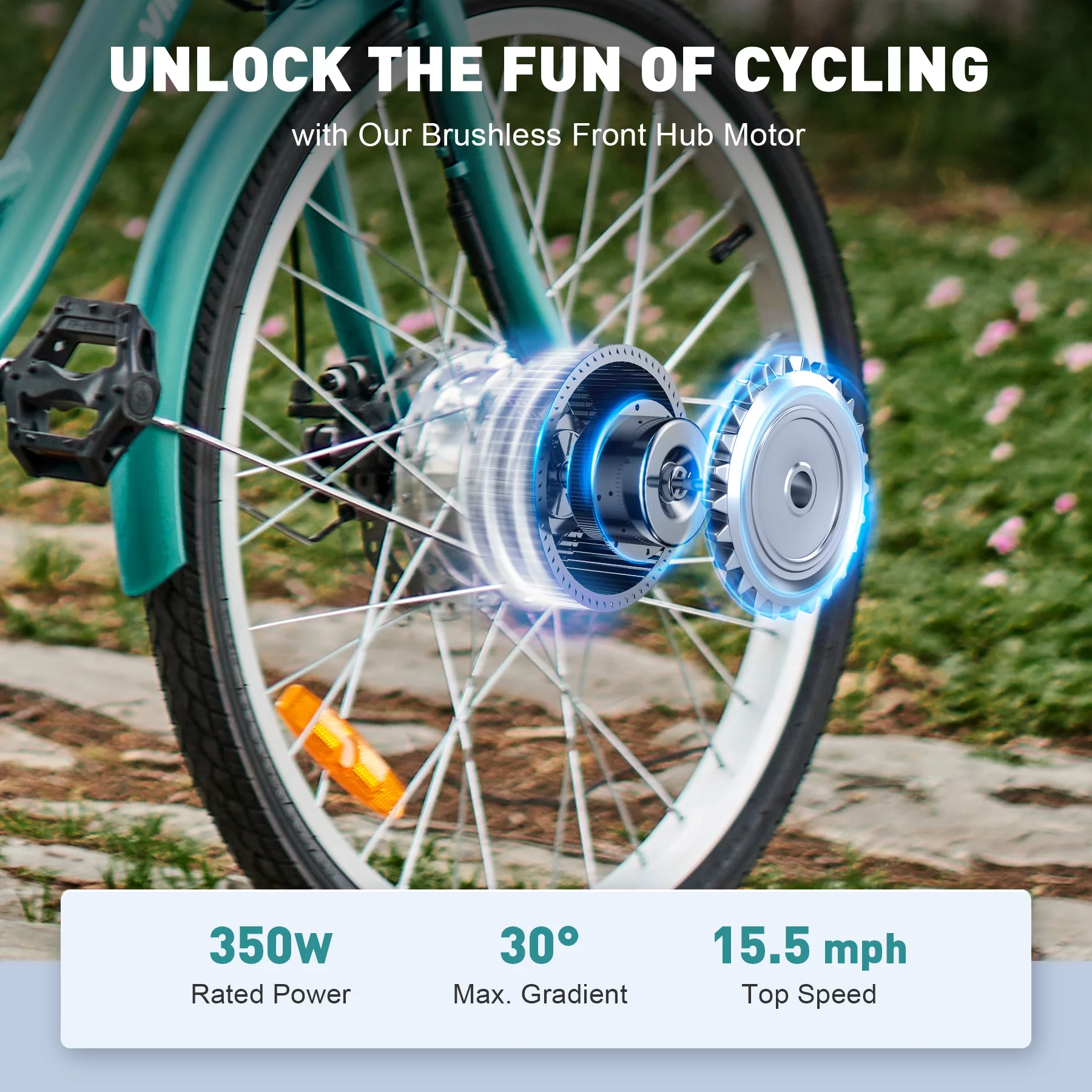 VIRIBUS 24 Inch Adult Trike 350W Dual Chain Electric Tricycle 36V 10Ah Navy - Womvr