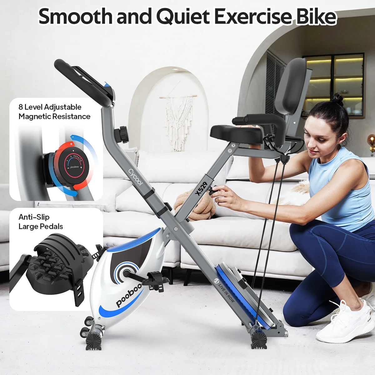 Pooboo Extended Handlebar Indoor Stationary Cycling Exercise Bike Maximum User Weight 360LB - Womvr