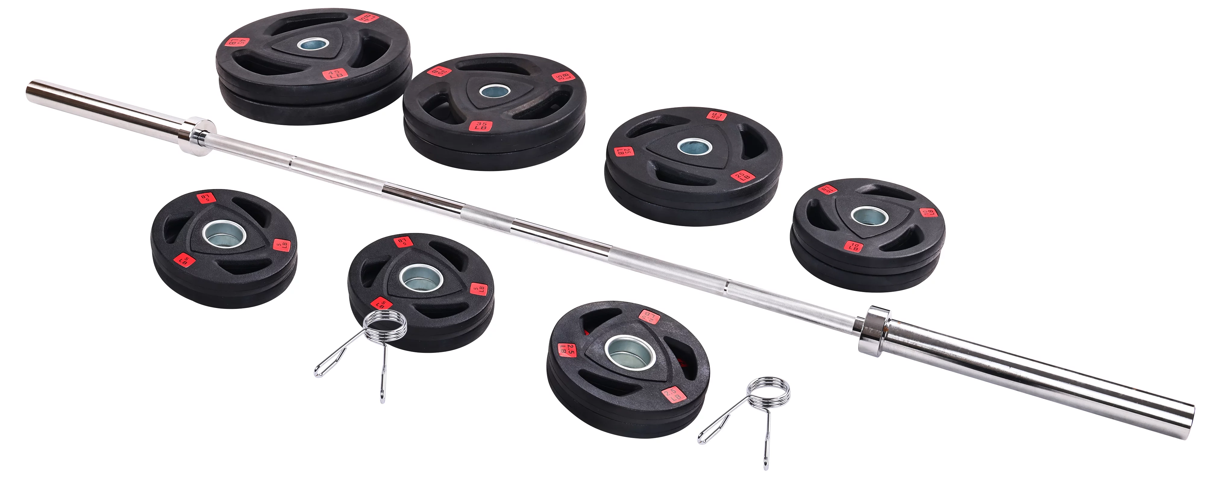 BalanceFrom Cast Iron Olympic Weight Including 7FT Olympic Barbell and Clips, 300-Pound Set (255 Pounds Plates + 45 Pounds Barbell), Multiple Packages - Womvr