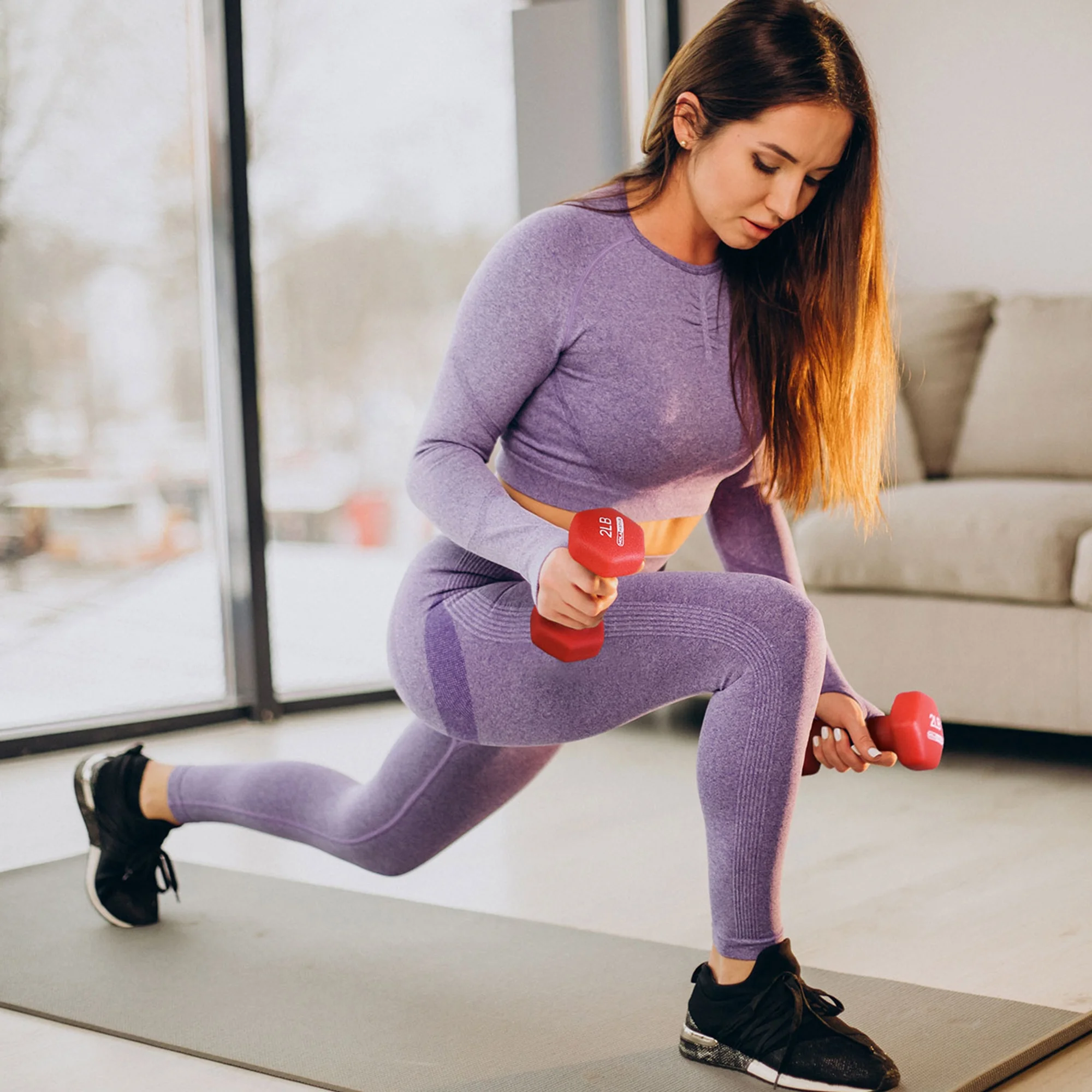 HolaHatha 3, 5, and 8 Pound Dumbbell Hand Weight Set with Storage Rack, Multi - Womvr