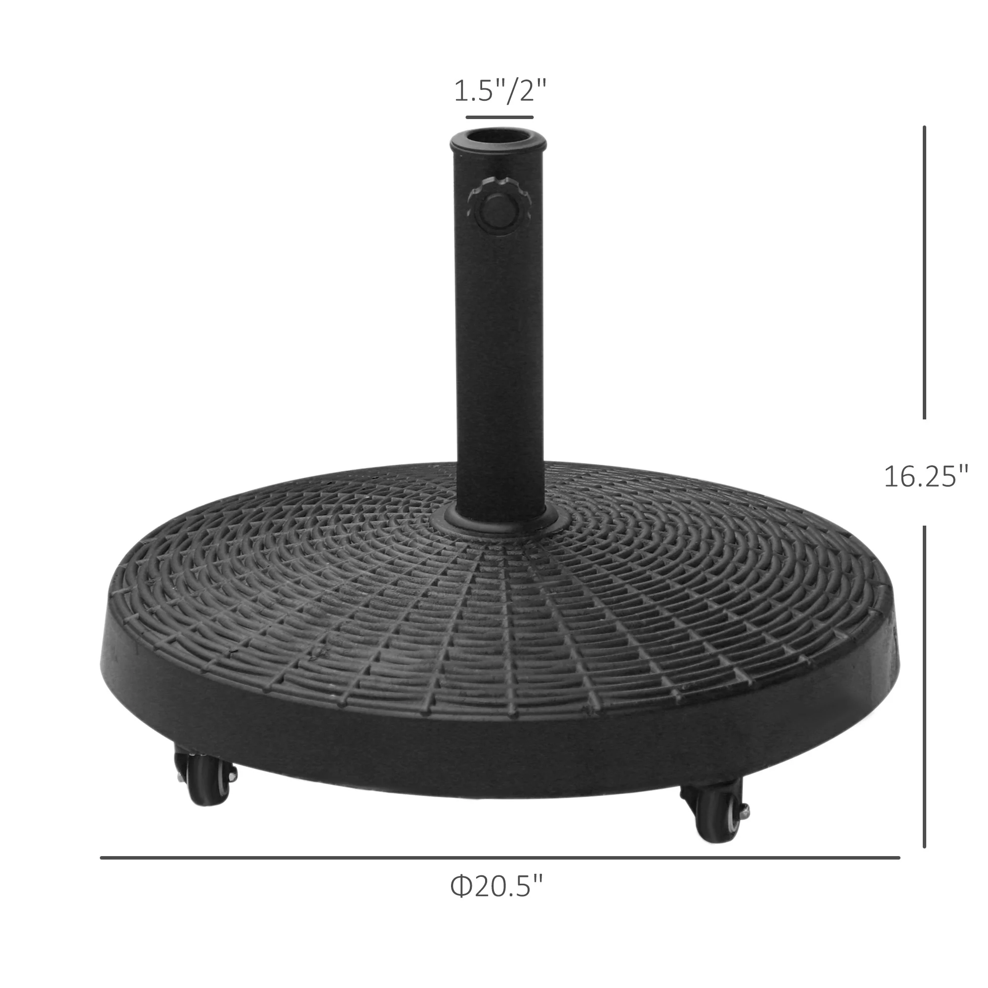 Outsunny 50 lbs. Umbrella Base, Heavy Duty Umbrella Stand, Black - Womvr