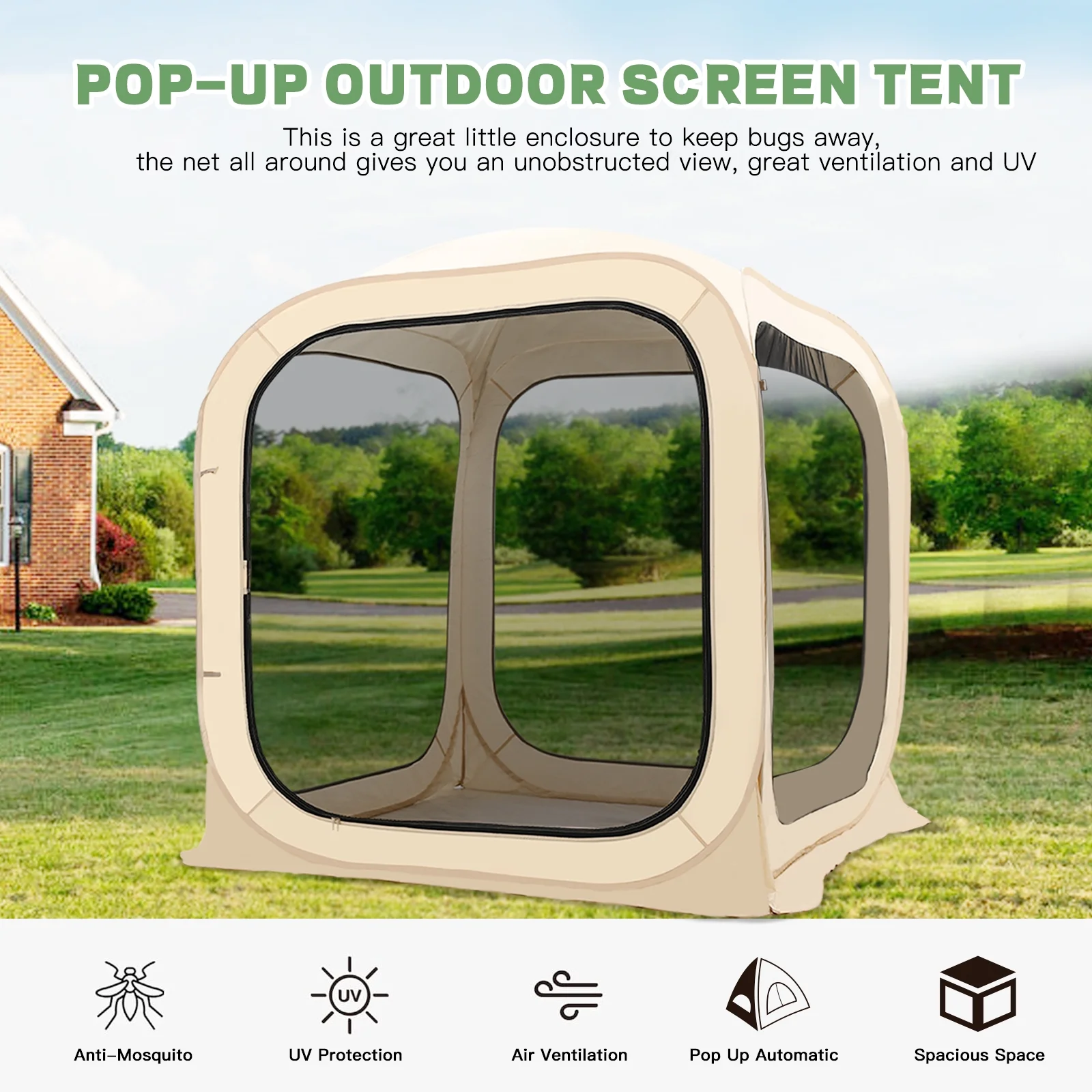 NAIZEA Instant Pop-Up Sports Mesh Tent, Outdoor Screen House Tent - Womvr