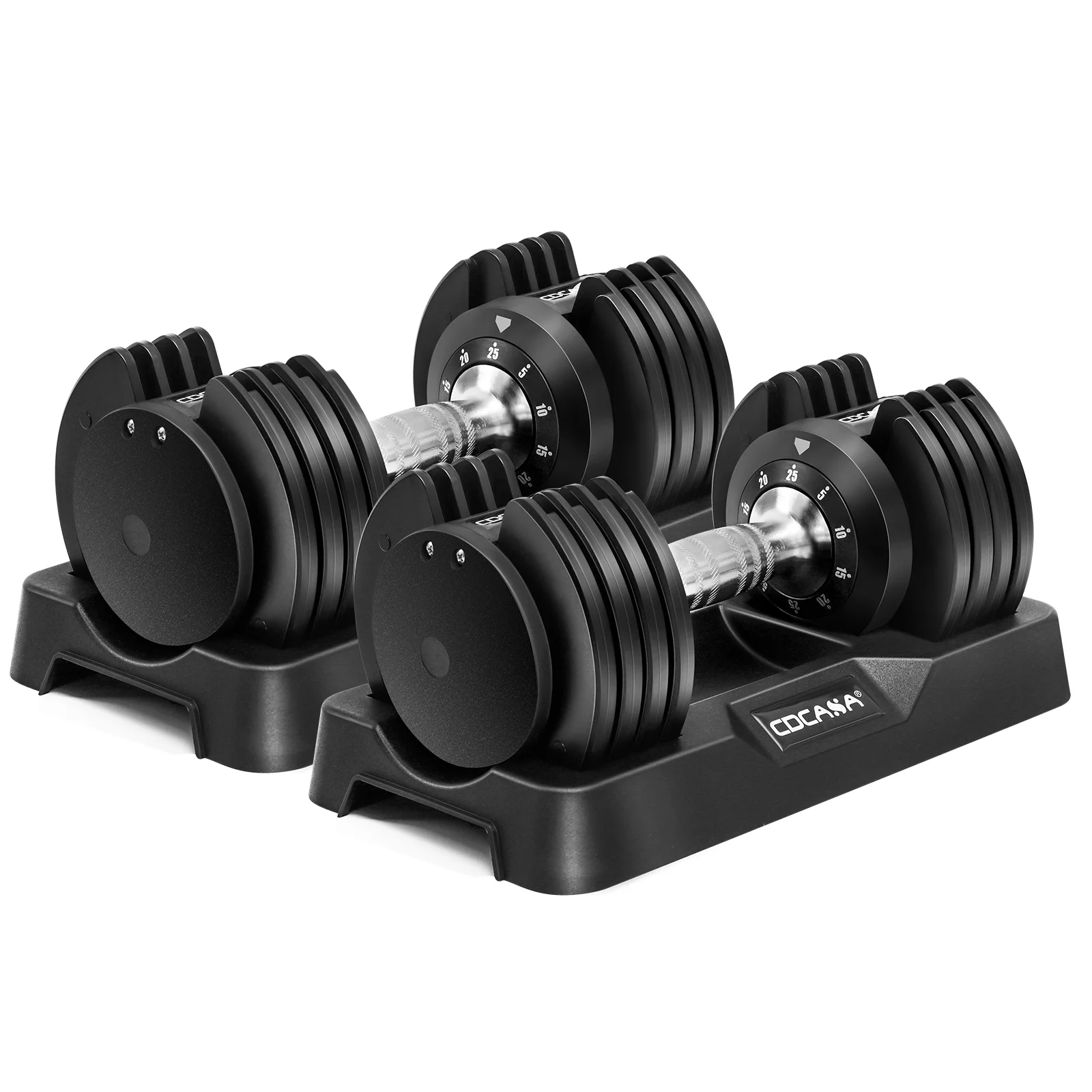 July's Song Adjustable Dumbbell Set,25 Lb Weights Set for Home Gym with Anti-Slip Handle,5-25 Lbs,Black - Womvr