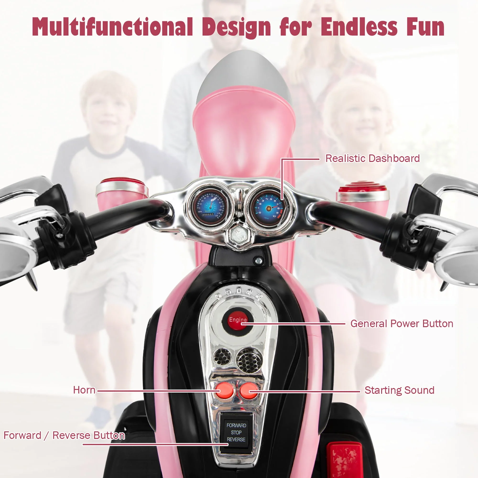 Costway 3 Wheel Kids Ride On Motorcycle 6V Battery Powered Electric Toy White - Womvr