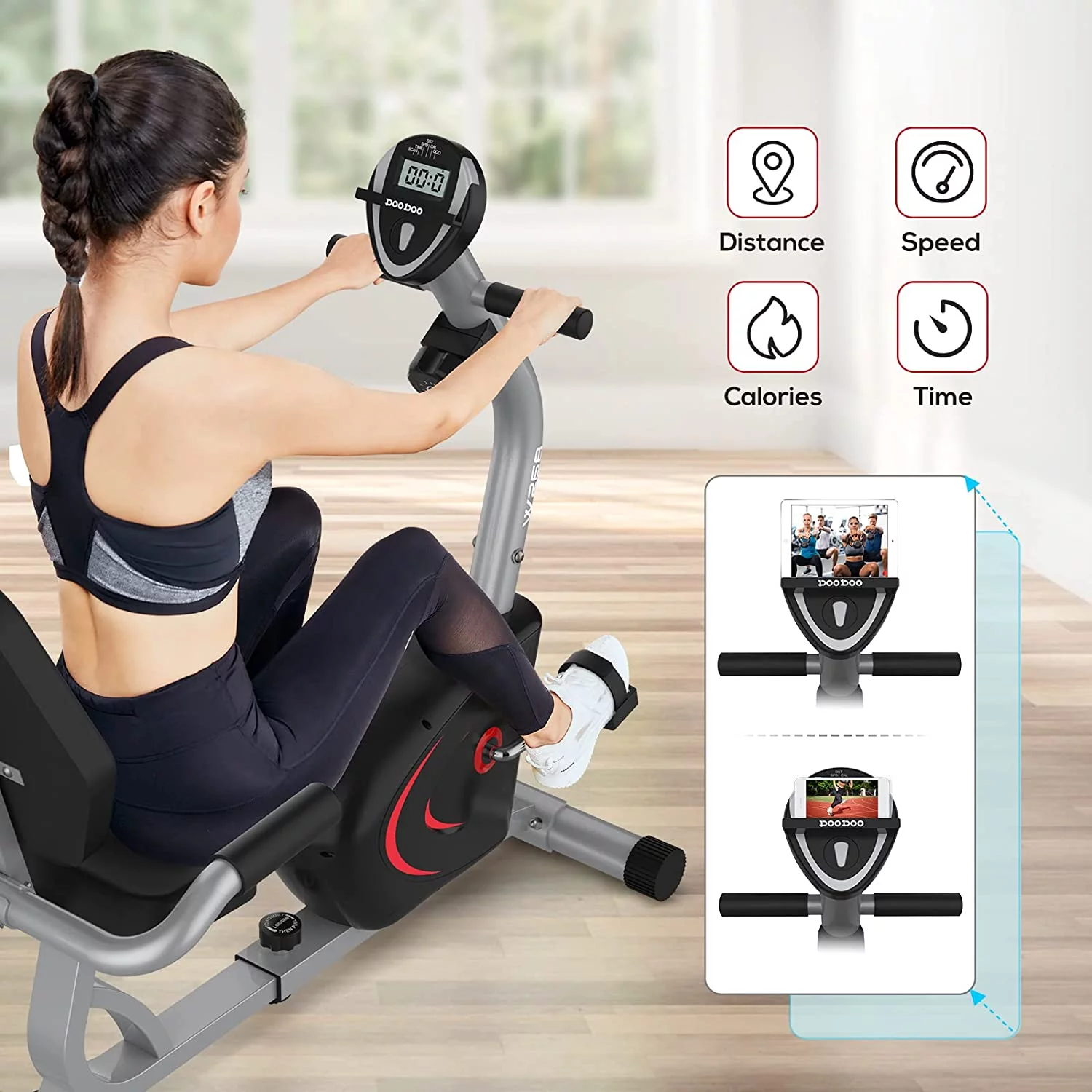 Pooboo Recumbent Exercise Bikes Sit Down Stationary Bicycle Magnetic Resistance Indoor Cycling Bike 330lb - Womvr