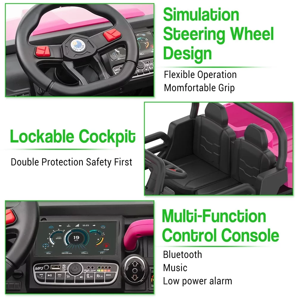 Soonbuy Remote Control Electric UTV Vehicles,2 Seater,6 Wheels with 4x75W Motor Electric Ride On Dump Truck, Blue - Womvr