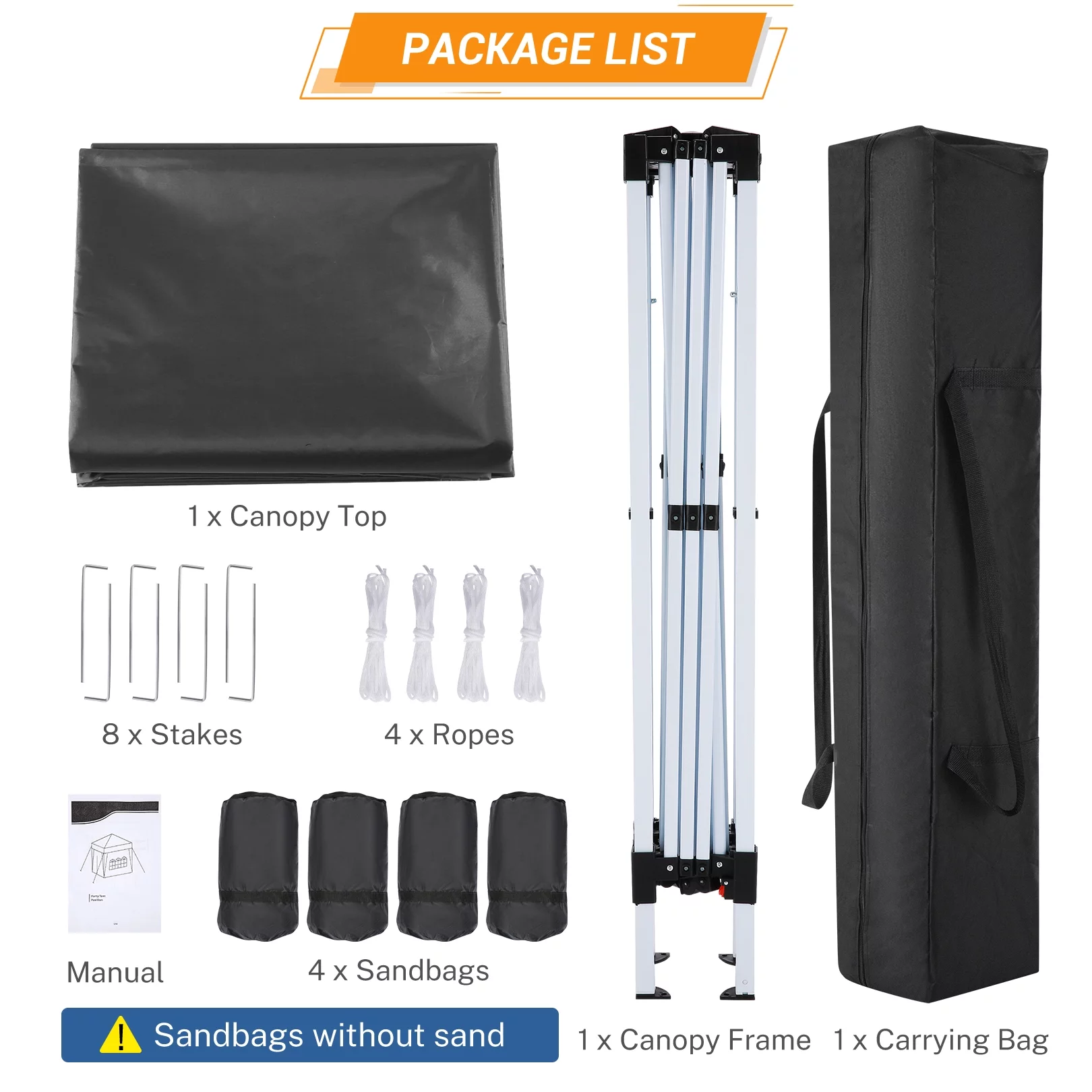 SANOPY 10'x10' EZ Pop Up Canopy Tent Outdoor Party Instant Shelter Portable Folding Beach Canopy with 4 Sandbag & Carrying Bag, Black - Womvr