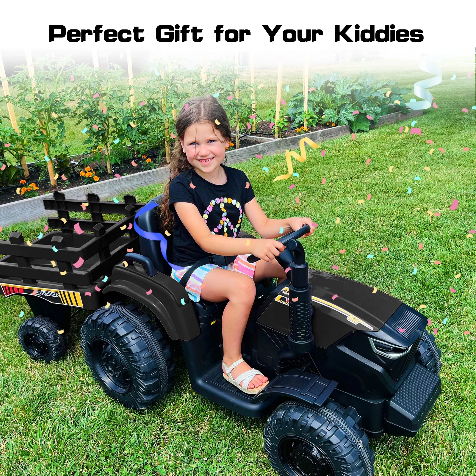 Outfunny 24V Ride on Toy for Big Kids, Powered Ride On Tractor with Trailer & Remote - Red - Womvr