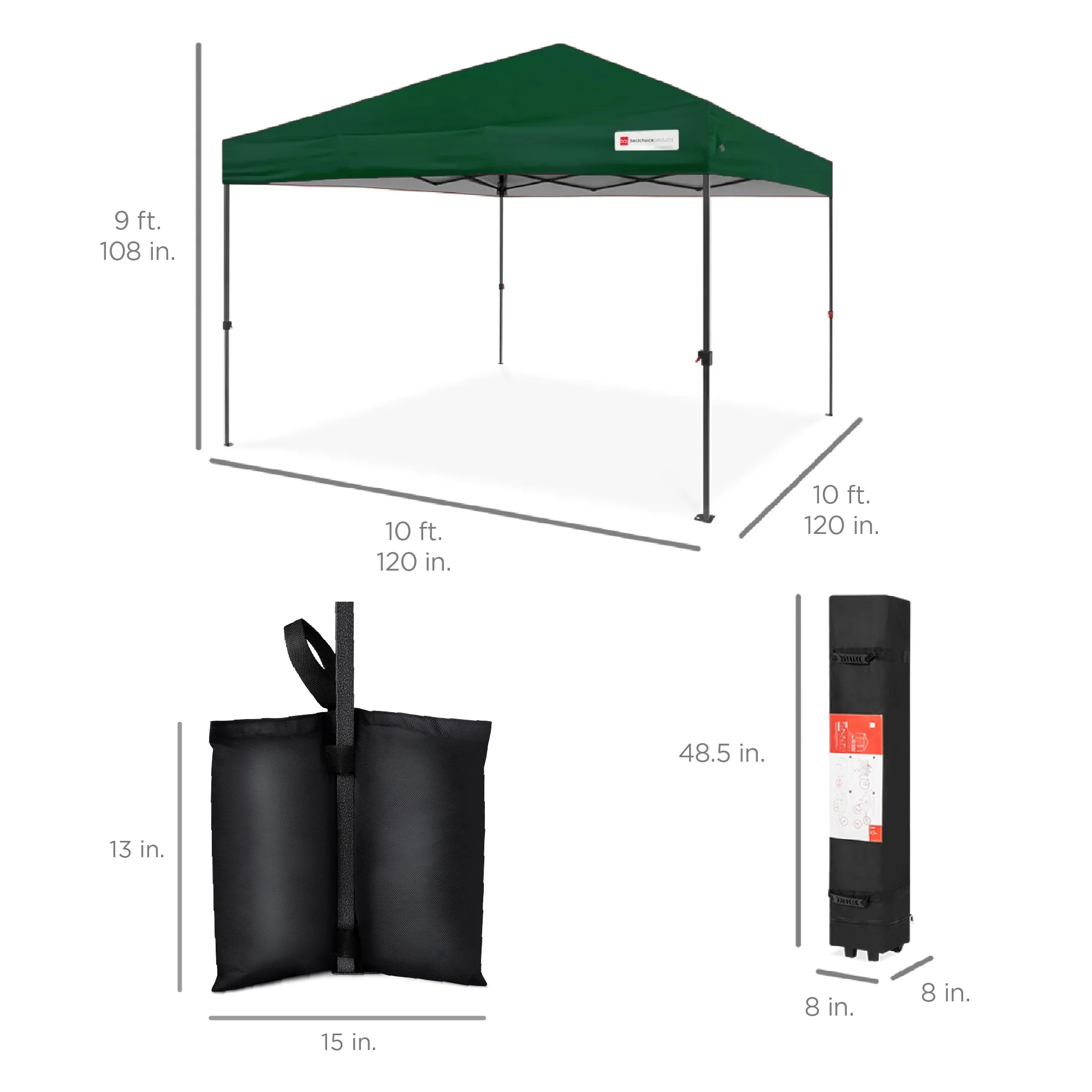 Best Choice Products 10x10ft Easy Setup Pop Up Canopy w/ 1-Button Setup, Wheeled Case, 4 Weight Bags - Cerulean - Womvr