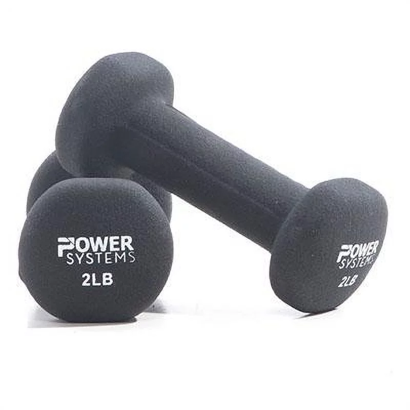 Power Systems Premium Neoprene Coated Dumbbell, Black, Pair, 8 lb - Womvr