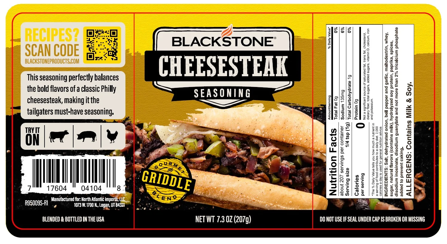 Blackstone Cheesesteak Seasoning, 7.3 oz - Gluten-Free - Womvr