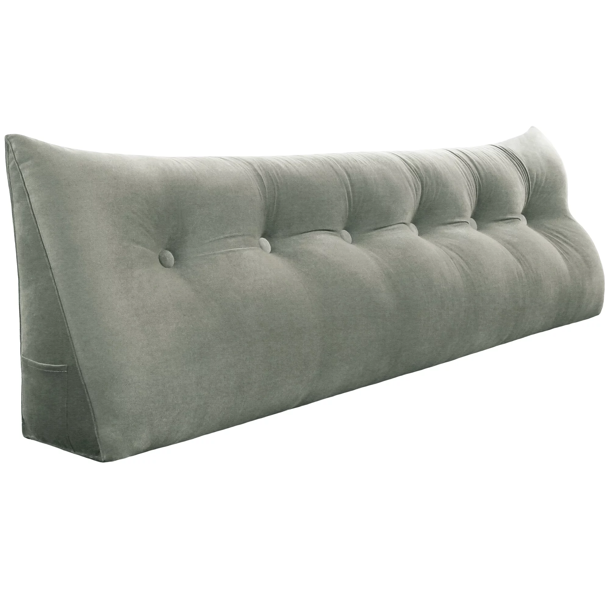 Johnear Large Rest Reading Wedge Pillows Bolster Headboard Backrest Pillow Velvet Cushion Lumber Backrest Daybed Positioning Sofa Bed Rest Reading Pillow Triangular Upholstered (Gray .Cal-King) - Womvr