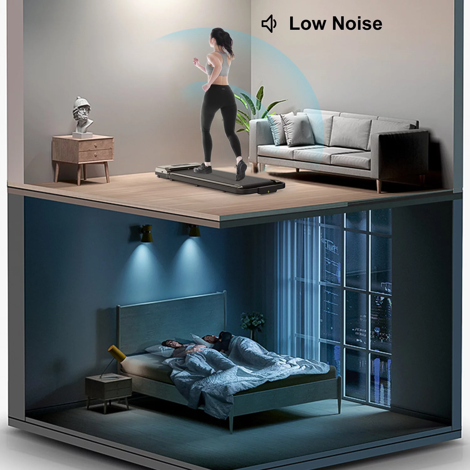 Home Fitness Code Treadmills for Home, Ultra Slim Under Desk Treadmill for Home/Office, No Assembly Required, Black - Womvr