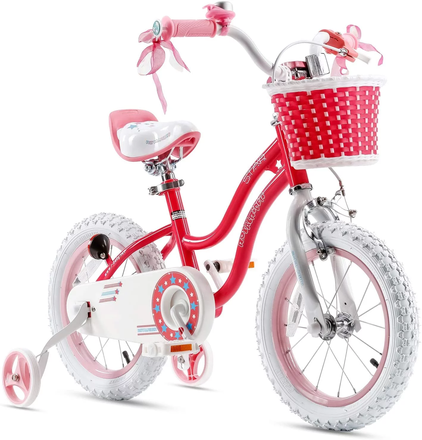 Royalbaby Girls Kids Bike Star girl 14 In Bicycle Basket Training Wheels Blue Child's Cycle - Womvr