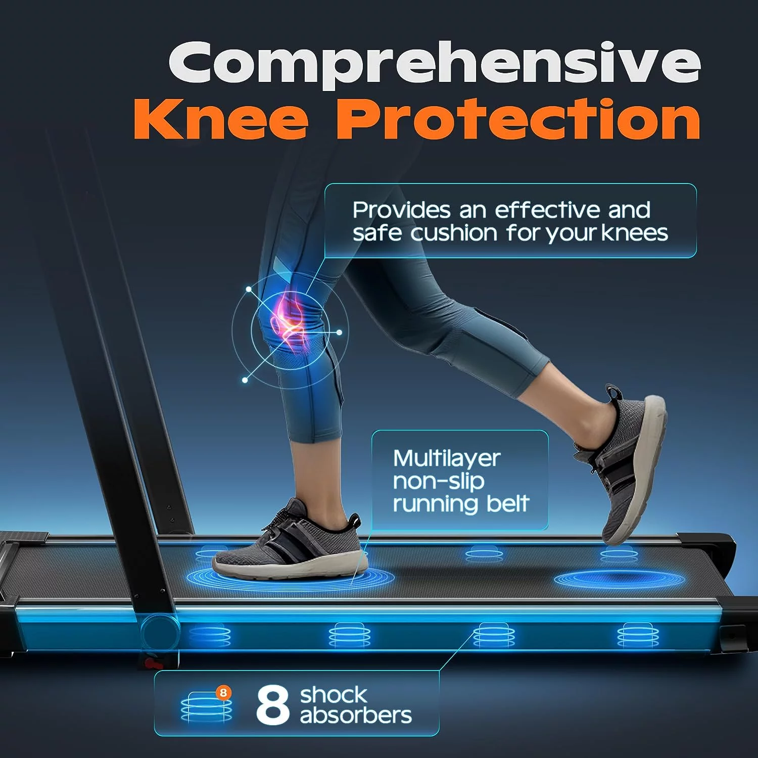 COOLHUT Under Desk Treadmill, Walking Pad 3 in 1 Folding Treadmill, Walking Jogging Treadmills for Home Office, 2.5HP Low-Noise Treadmill LED Display and Knob Speed Adjustment - Womvr