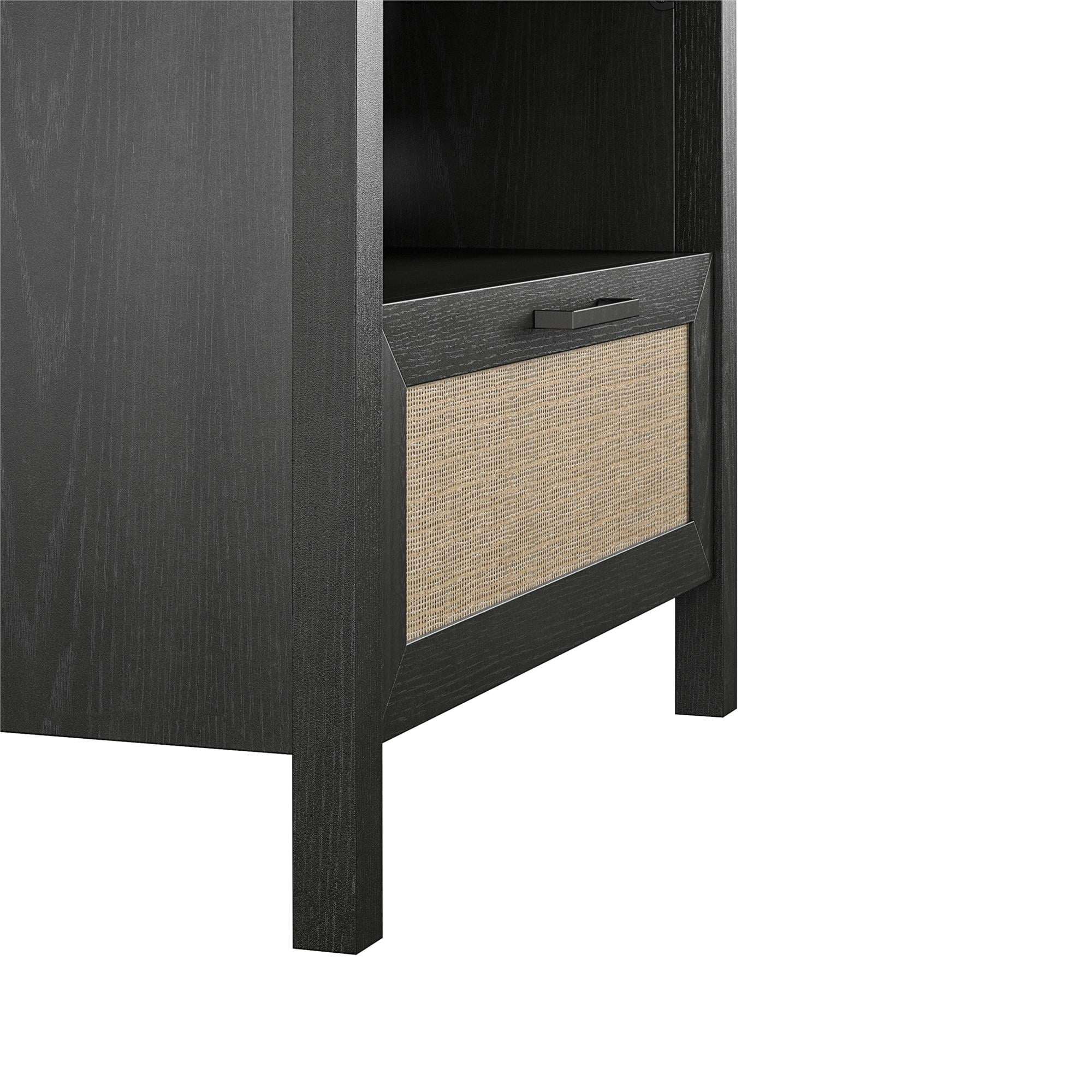 Novogratz Shay 1-Drawer Nightstand, Natural with Faux Rattan - Womvr