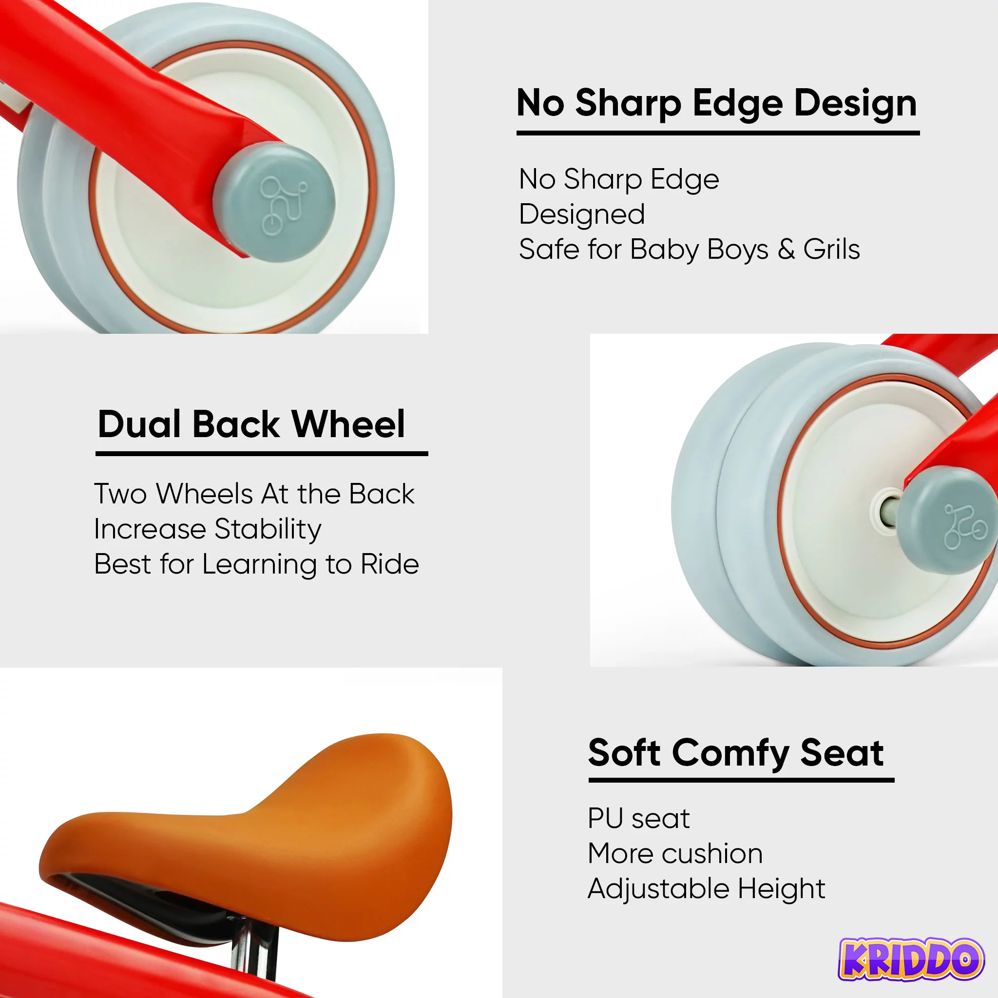 KRIDDO Baby Balance Bike for 1-2 Year Old Boy and Girl Gifts, Toddler Mini Bike for One Year Old First Birthday Gifts Baby Toys 12 Months to 2.5 Year Old, White - Womvr