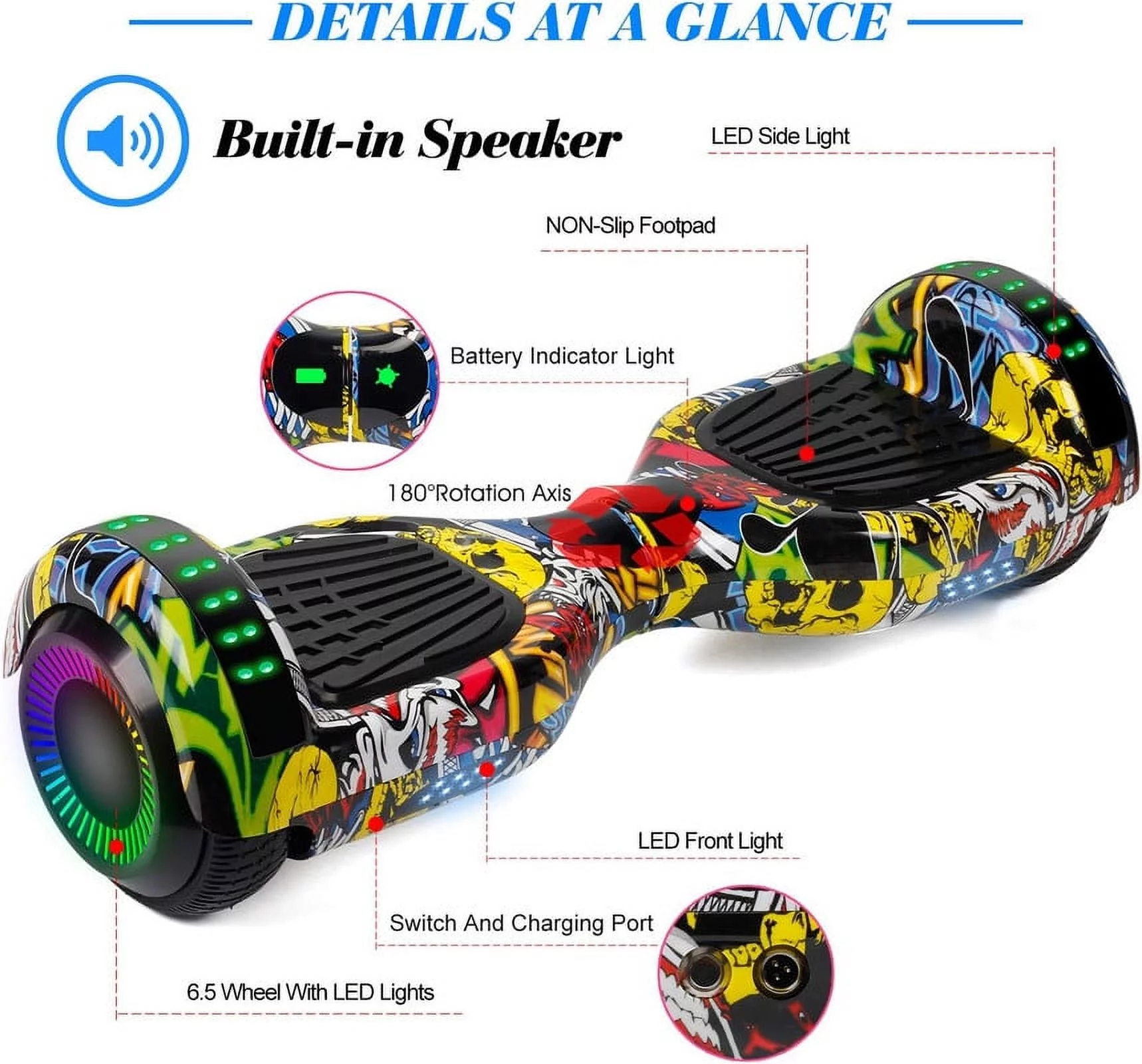 Hoverboard with Bluetooth and LED Lights 6.5