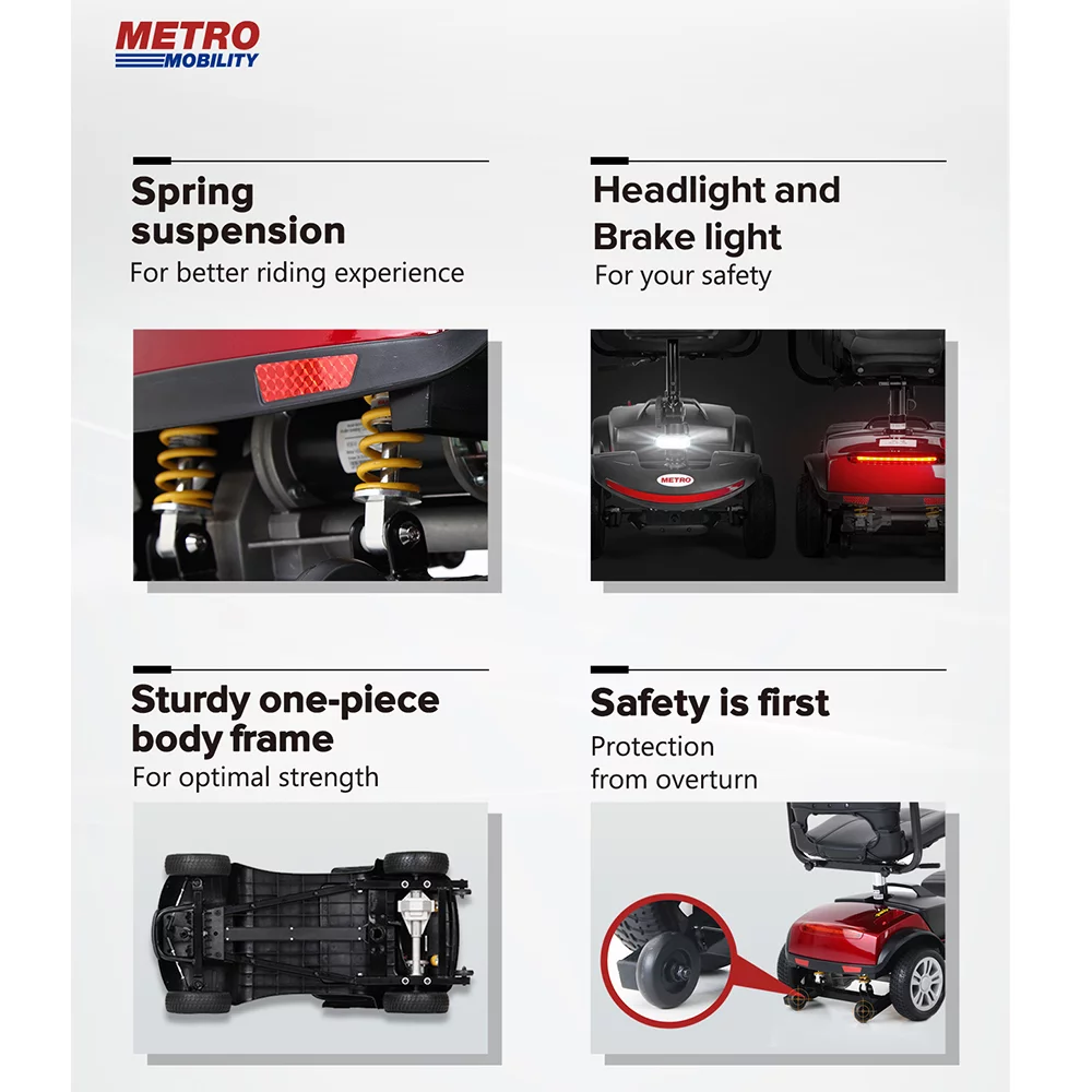 BTMWAY Mobility Scooter, 4 Wheels Electric Scooter for Seniors, Compact Folding Travel Mobility Scooters for Adult, Transformer Mobility Scooter with Swivel Seat, Front and Rear LED Light, Silver - Womvr