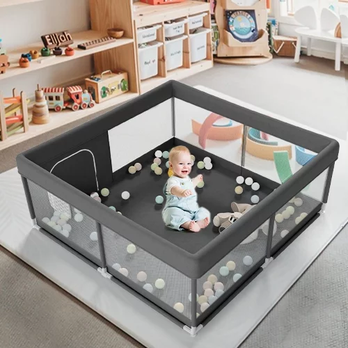 Pkinoicy 47x47inch Play Pen with Mat for Babies and Toddlers, Playpen with Mat, Baby Playpen with Mat, mall Baby Playpen with Mat - Womvr