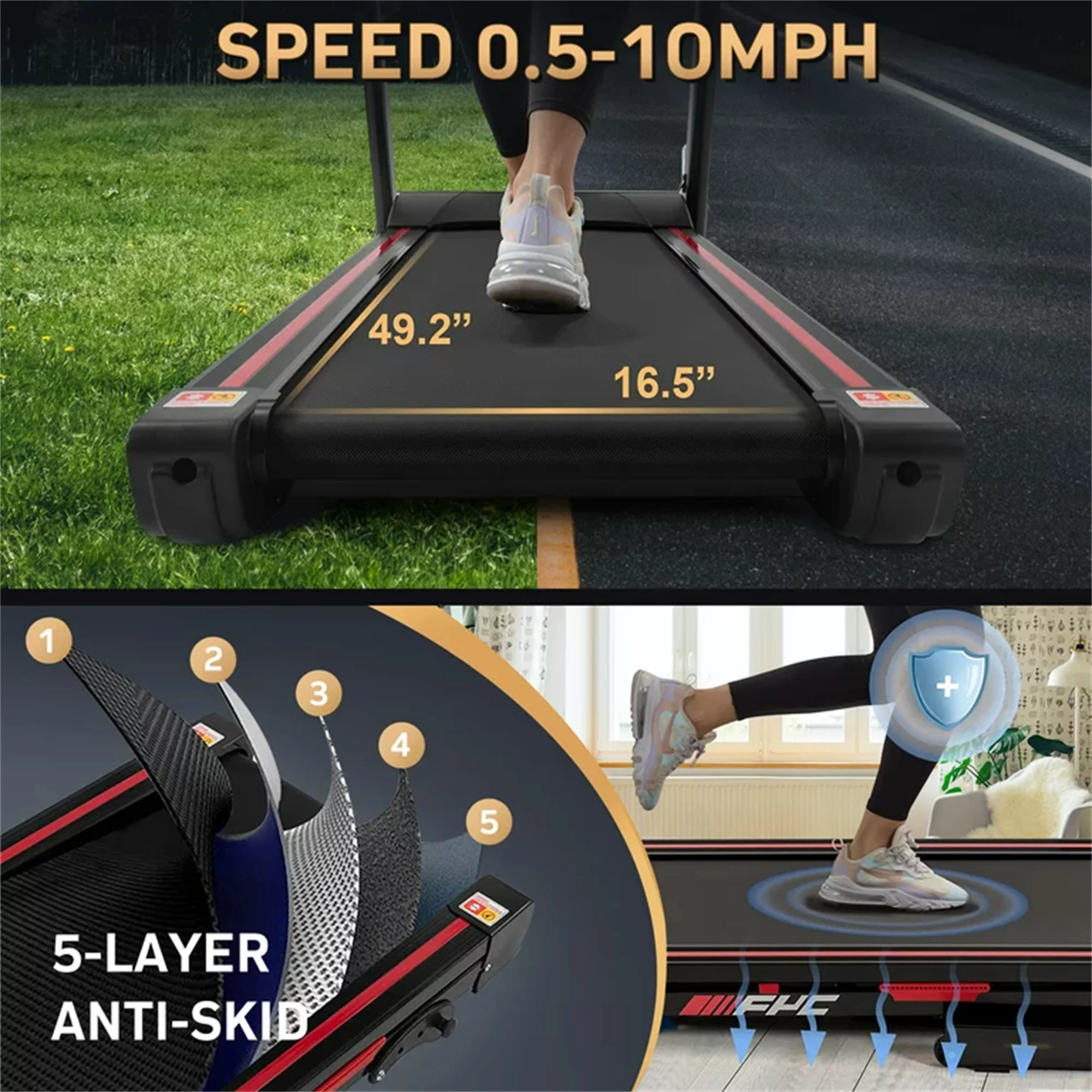 Aukfa 3.5 HP Folding Treadmill with Incline for Home Office Workout, 300 lbs+ Capacity, Green - Womvr