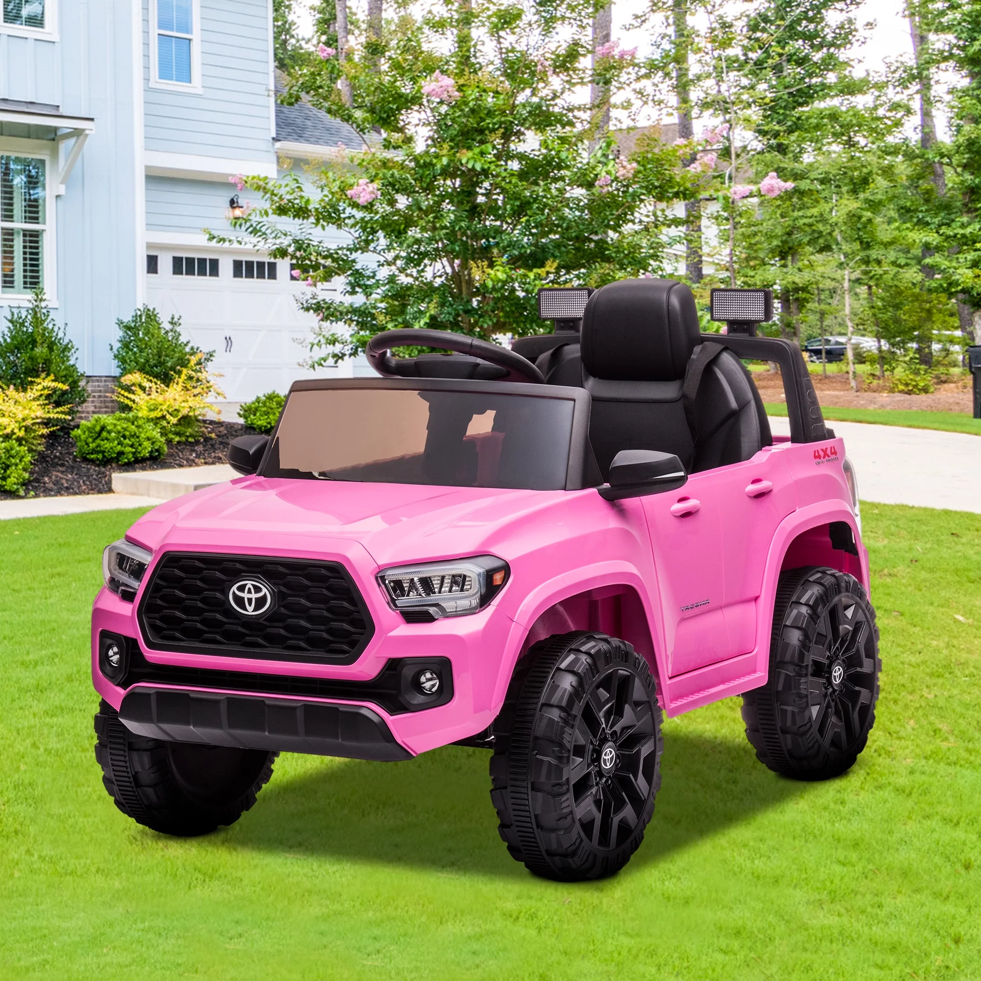 Licensed Toyota Tacoma Electric Ride on Vehicle for Kids, 12V Powered Ride on Car Toys with Remote Control, LED Lights, MP3 Player, Gray - Womvr