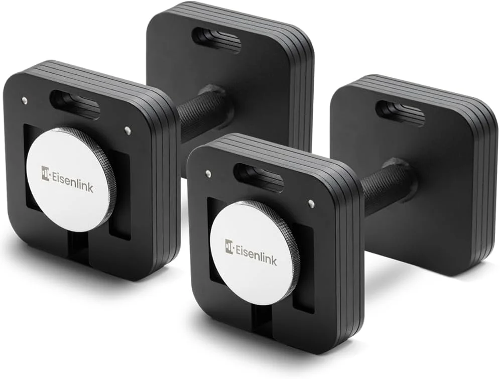 Eisenlink Adjustable Dumbbells, 80lbs Pair, 5pound Increments, Quick-Lock Square Weight set for Home Gym Fitness (80lbx2) - Womvr