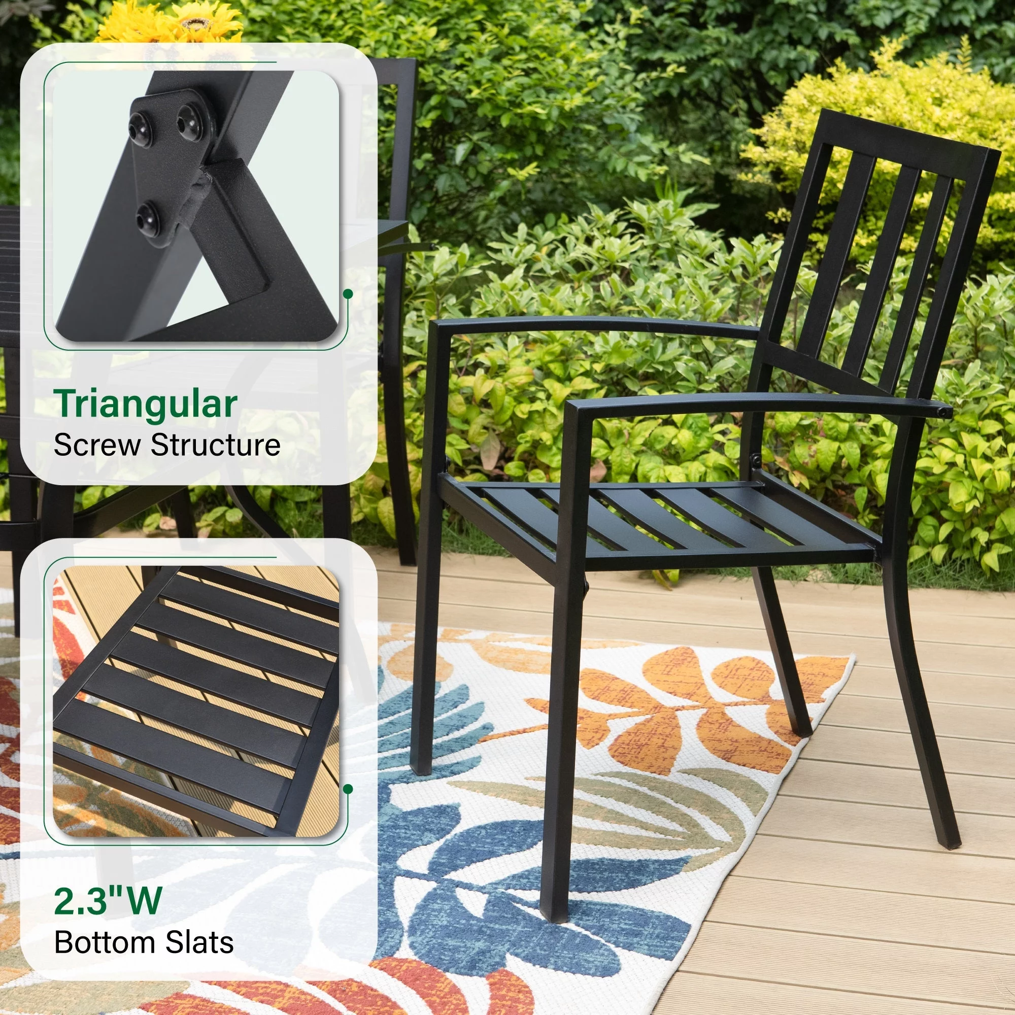 Sophia & William 7 Piece Outdoor Patio Dining Sets Metal Furniture Table and Stackable Chairs - Womvr