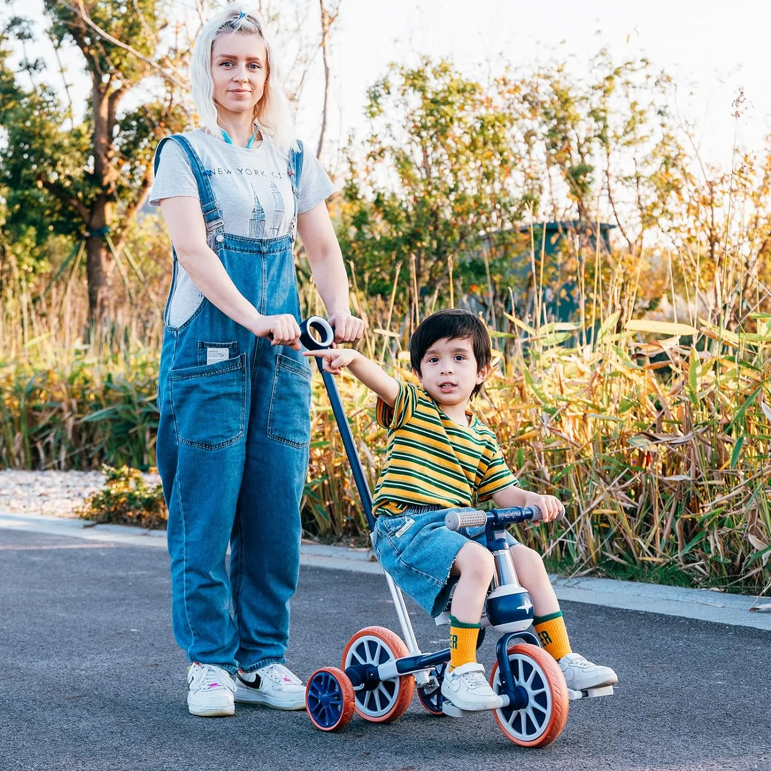 XJD 7 in 1 Toddler Bike for 1 Year to 4 Years Old Kids, Toddler Tricycle Kids Trikes Tricycle, Gift & Toys for Boy & Girl, Balance Training, Removable Pedals - Womvr