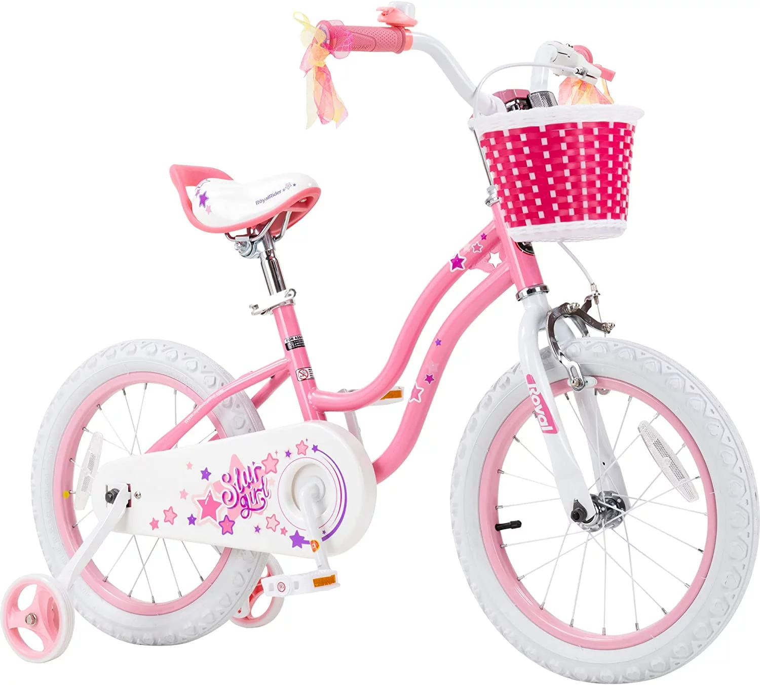 Royalbaby Girls Kids Bike Star girl 16 In. Bicycle Basket Training Wheels Kickstand Blue Child's Cycle - Womvr