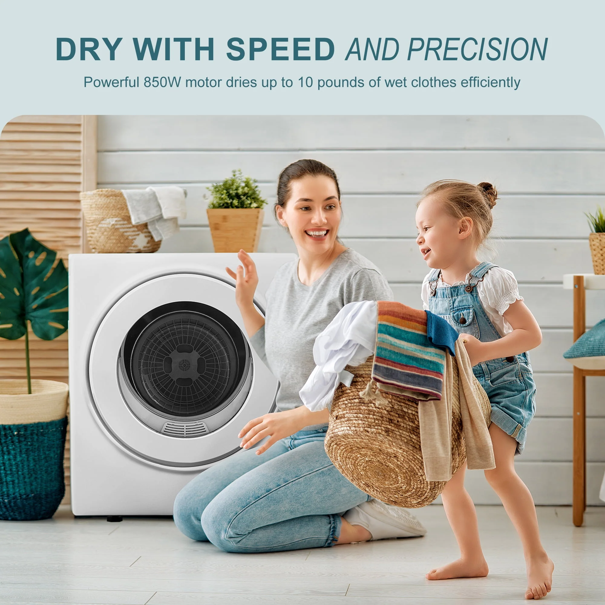 Simzlife 1.6 Cu. ft. Portable Clothes Dryer, Electric Laundry Dryer Machine, 19.5 in W, 23.6 in H - Womvr