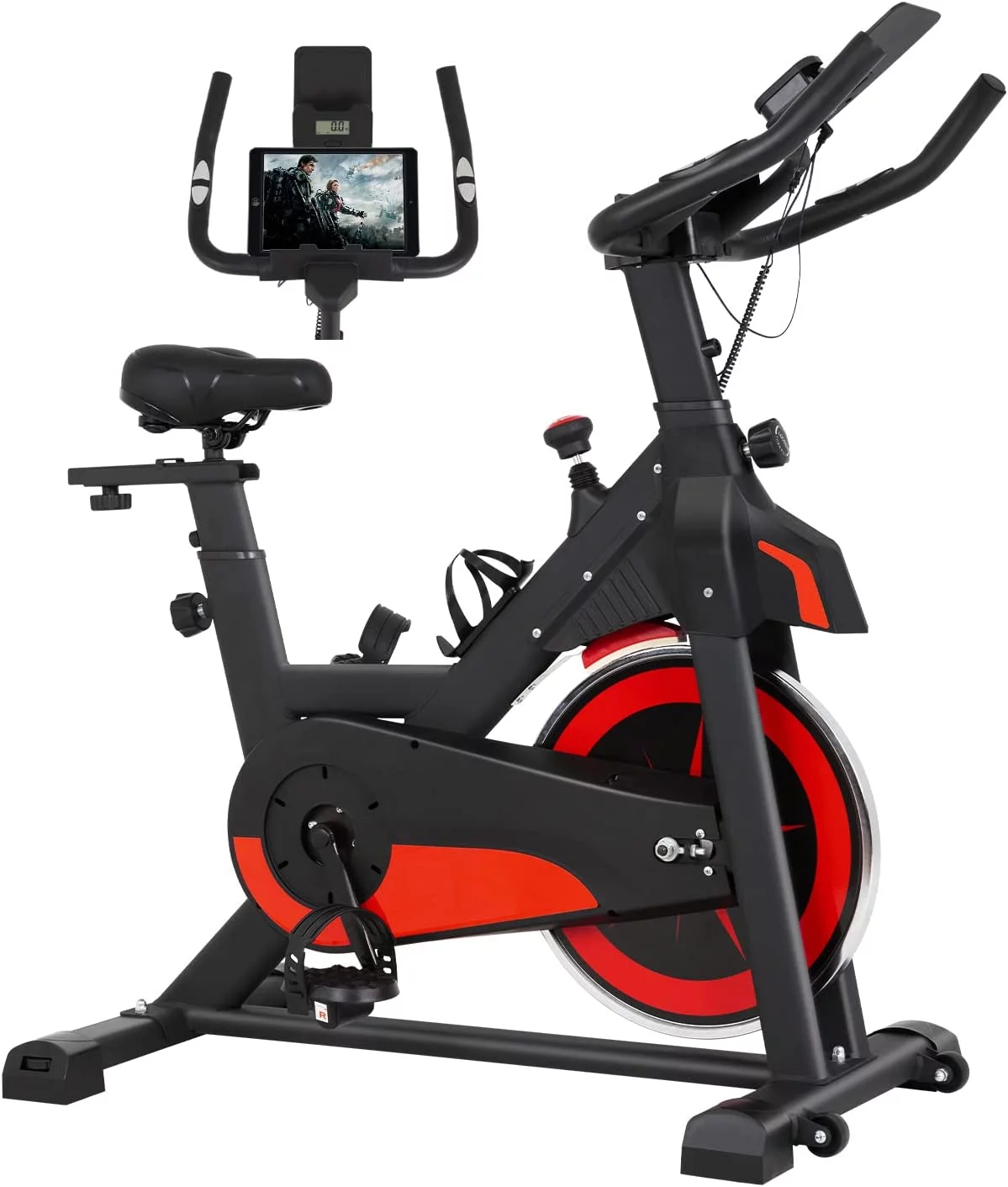 Exercise Bike Indoor Cycling Bike Stationary,with Comfortable Seat Cushion and Resistance,Cup Holder,LCD Monitor,Black - Womvr