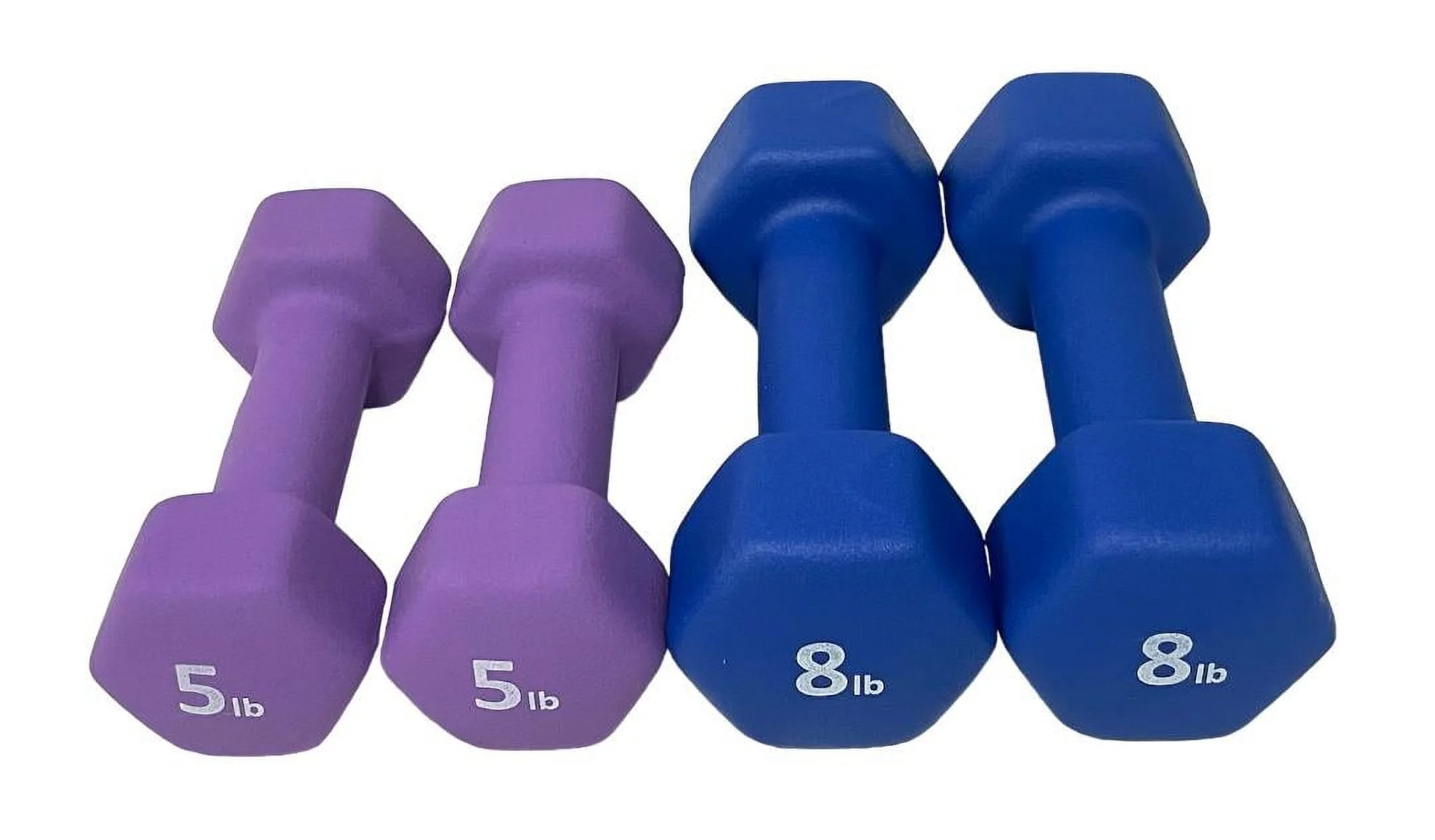 Rainforest Basics Neoprene 5 Lbs. Hex Dumbbells Hand Weights, Set of 2 - Womvr
