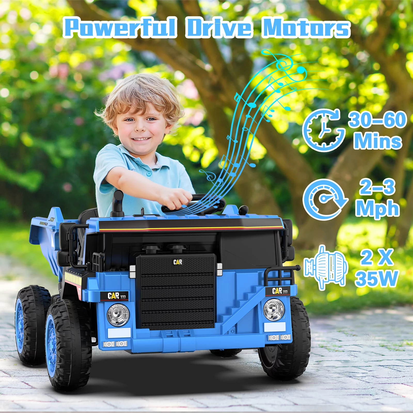 TOKTOO 12Volt Powered Ride on Toy Car for Girls Boys, Dump Truck w/ Electric Dump Bed, Remote Control, Music Player, 1 Seater Electric Car-Ochre Yellow - Womvr