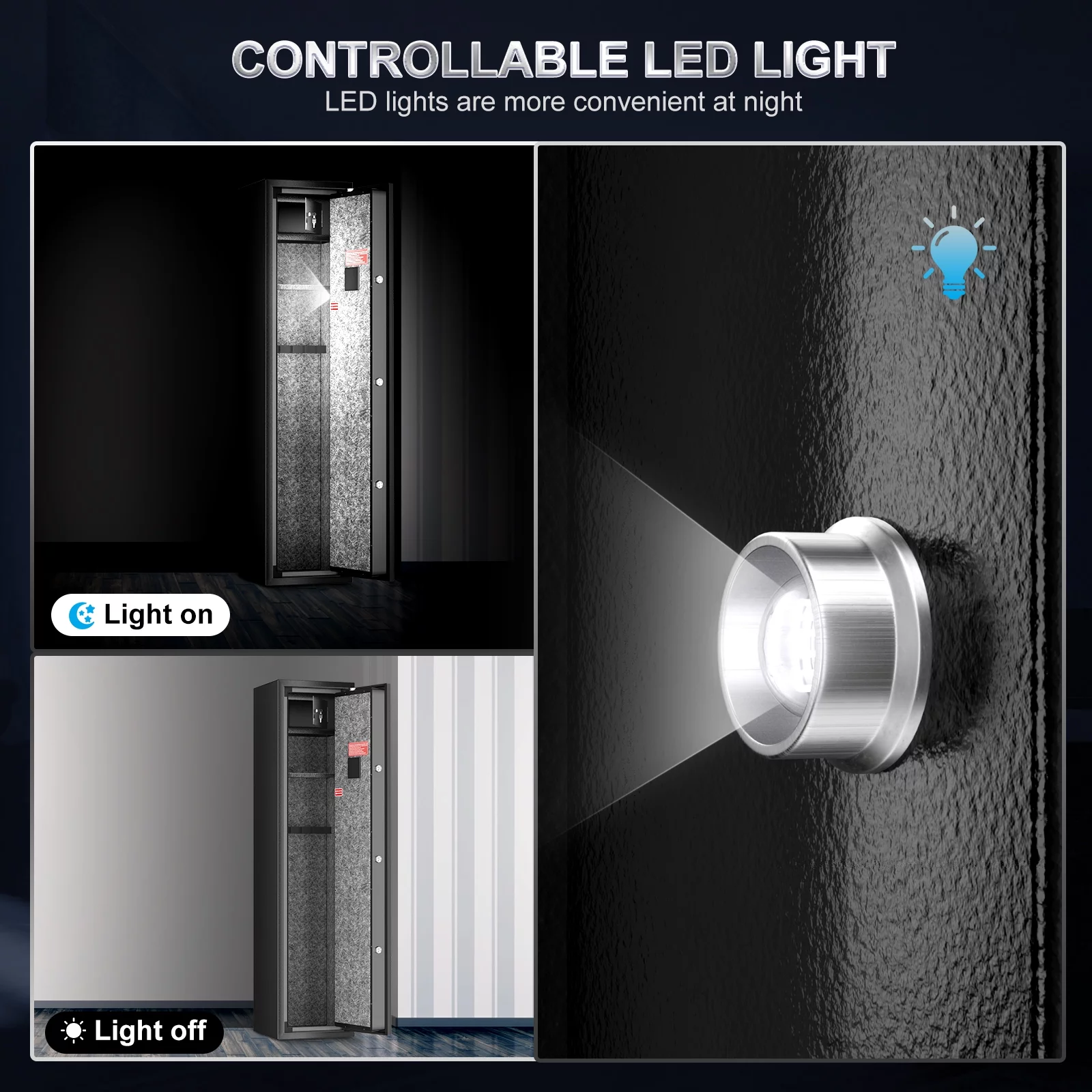 SRWTRCHRY Fingerprint 5-Gun Safe, 2s Quick Access Gun Cabinet with 2 Open Ways, Electronic Storage Cabinet for Rifles, Heavy-Duty Security Cabinet with Removable Shelf, 56''H - Womvr