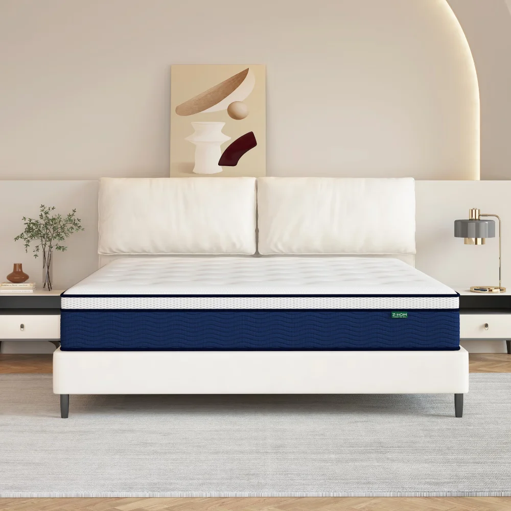 King Size Gel Memory Foam Mattress in a Box,12 inch Hybrid Mattress Cooling Medium Firm Bed with Individually Pocket Coils Innerspring,Z-HOM - Womvr