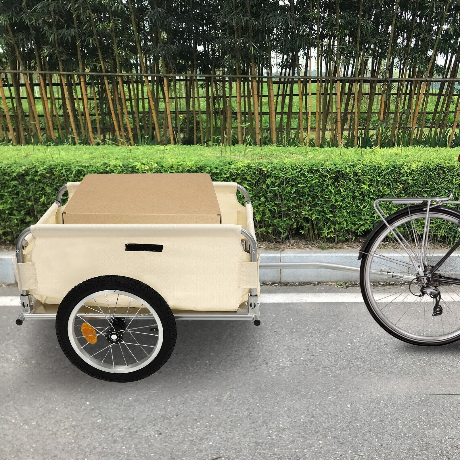 Bike Cargo Trailer with Universal Bicycle Coupler Foldable Bicycle Cart Wagon 50kg - Womvr
