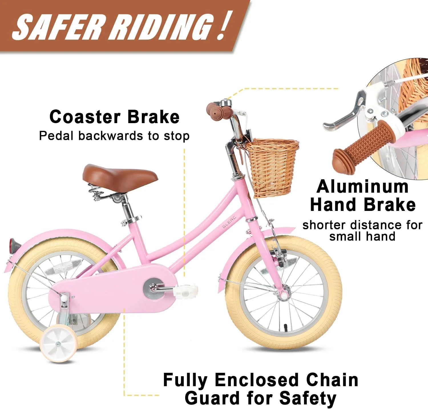 Glerc Little Molly 14 inch Kids Girls Bike for 3-5 Years Old Little Child,Yellow - Womvr