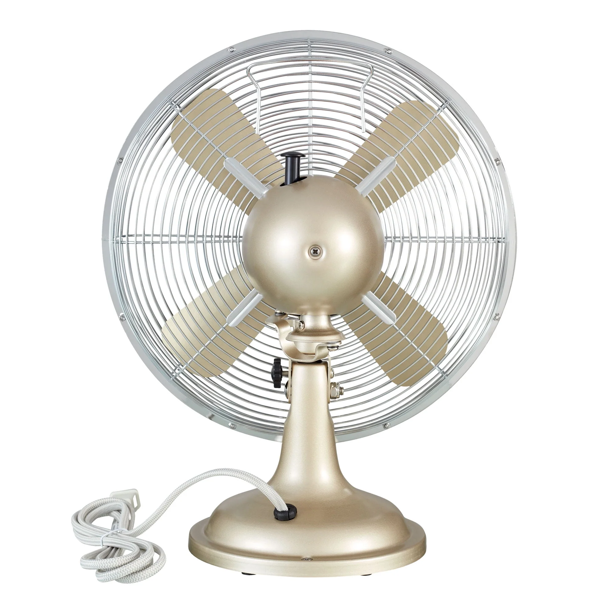 Better Homes & Gardens New 12 inch Retro 3-Speed Metal Tilted-Head Oscillation Table Fan Gold - Womvr