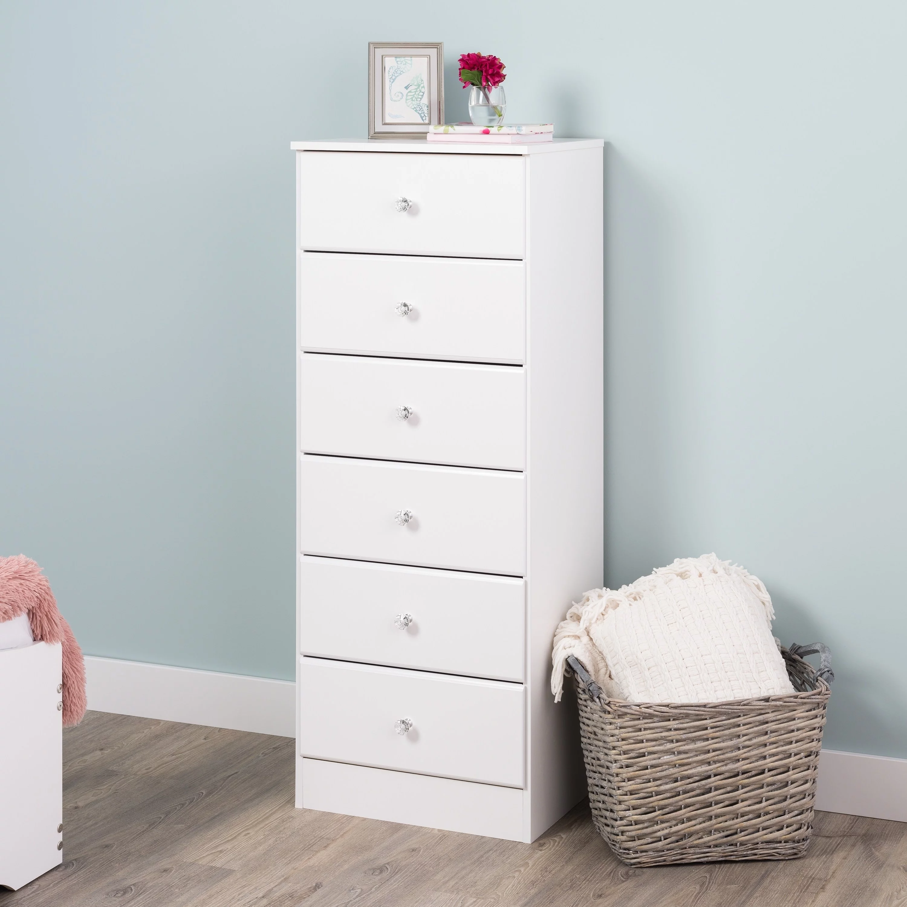 Prepac Astrid 6-Drawer Tall Chest, Crystal White - Womvr