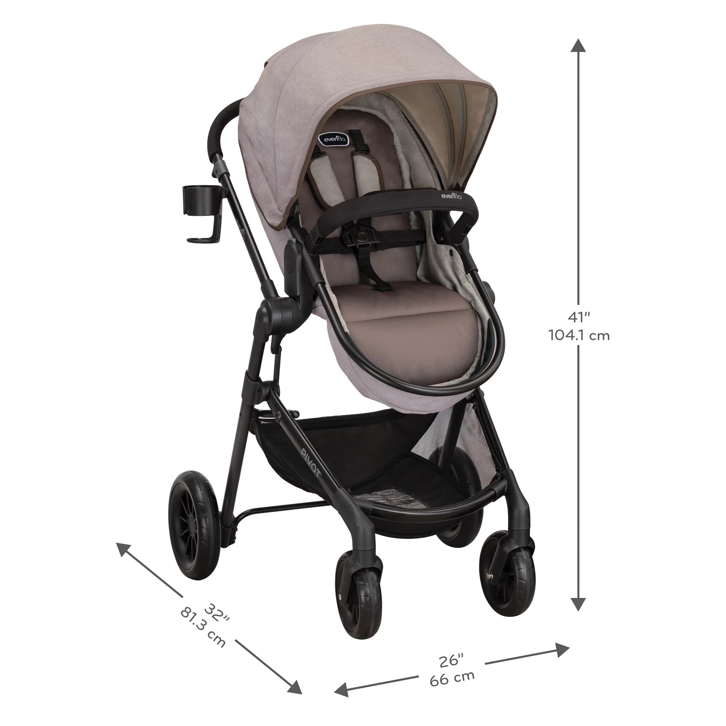 Pivot Modular Travel System with LiteMax Infant Car Seat with Anti-Rebound Bar (Casual Gray) - Womvr