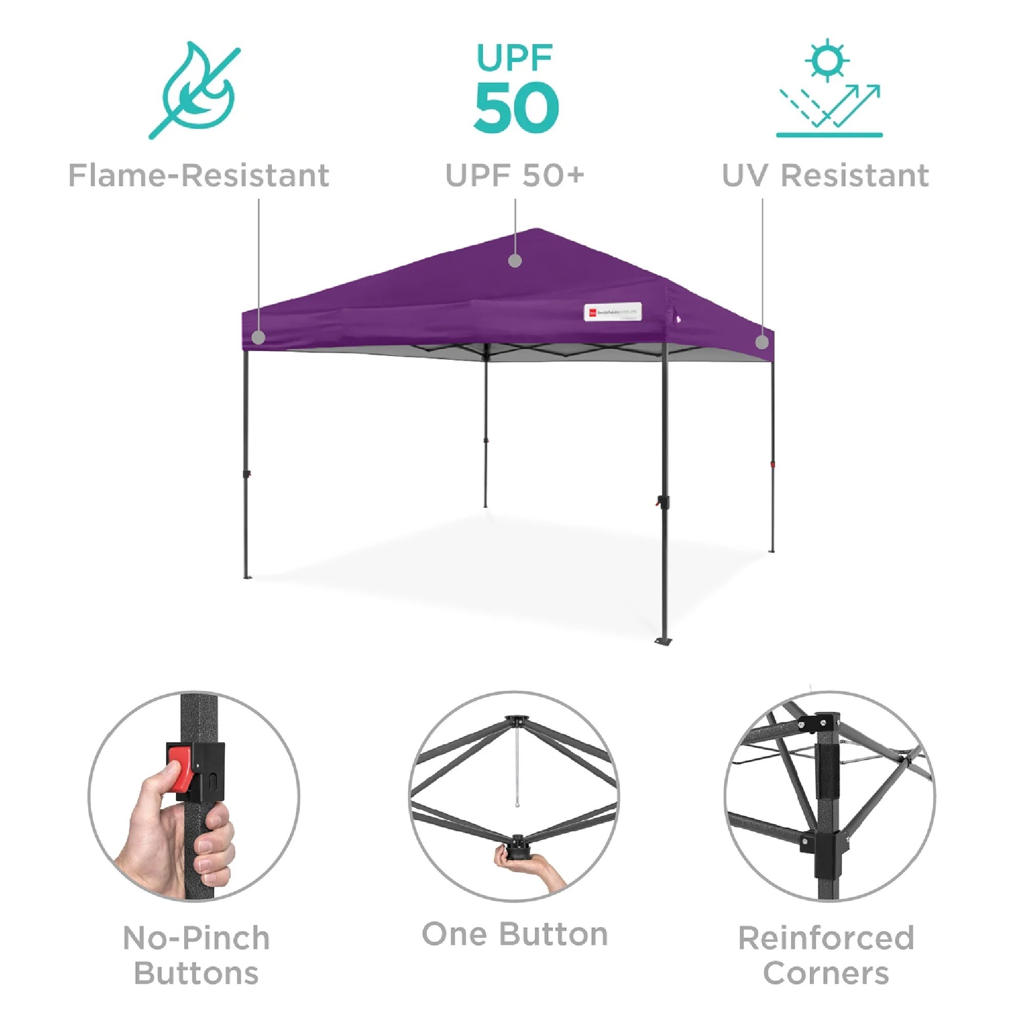 Best Choice Products 10x10ft Easy Setup Pop Up Canopy w/ 1-Button Setup, Wheeled Case, 4 Weight Bags - Cerulean - Womvr
