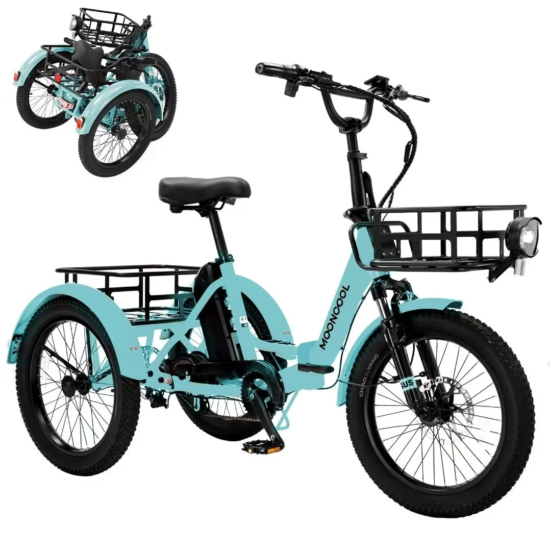 LILYPELLE Electric Folding Tricycle for Adults & Seniors,with 500W Motor & 48v 14.5Ah Detachable lithium battery, 20*3in Fat Tires,Big basket - Womvr