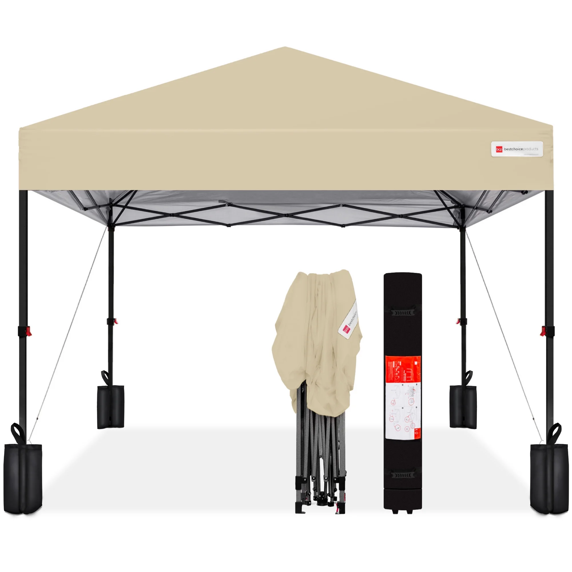Best Choice Products 10x10ft Easy Setup Pop Up Canopy w/ 1-Button Setup, Wheeled Case, 4 Weight Bags - Cerulean - Womvr