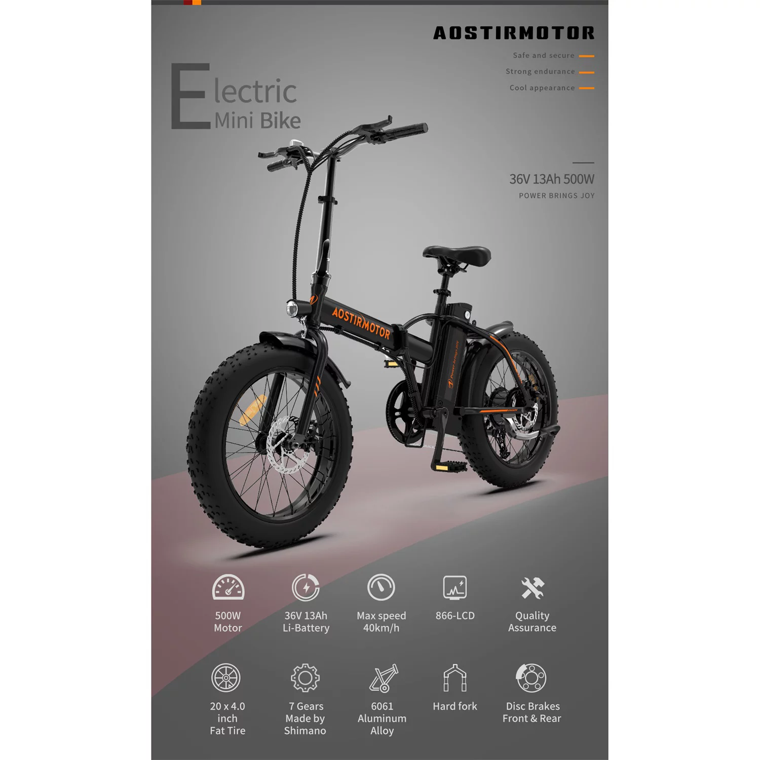 Resenkos 500W Electric Bicycle Foldable for Adults, Professional BMX E-Bike W/ 20